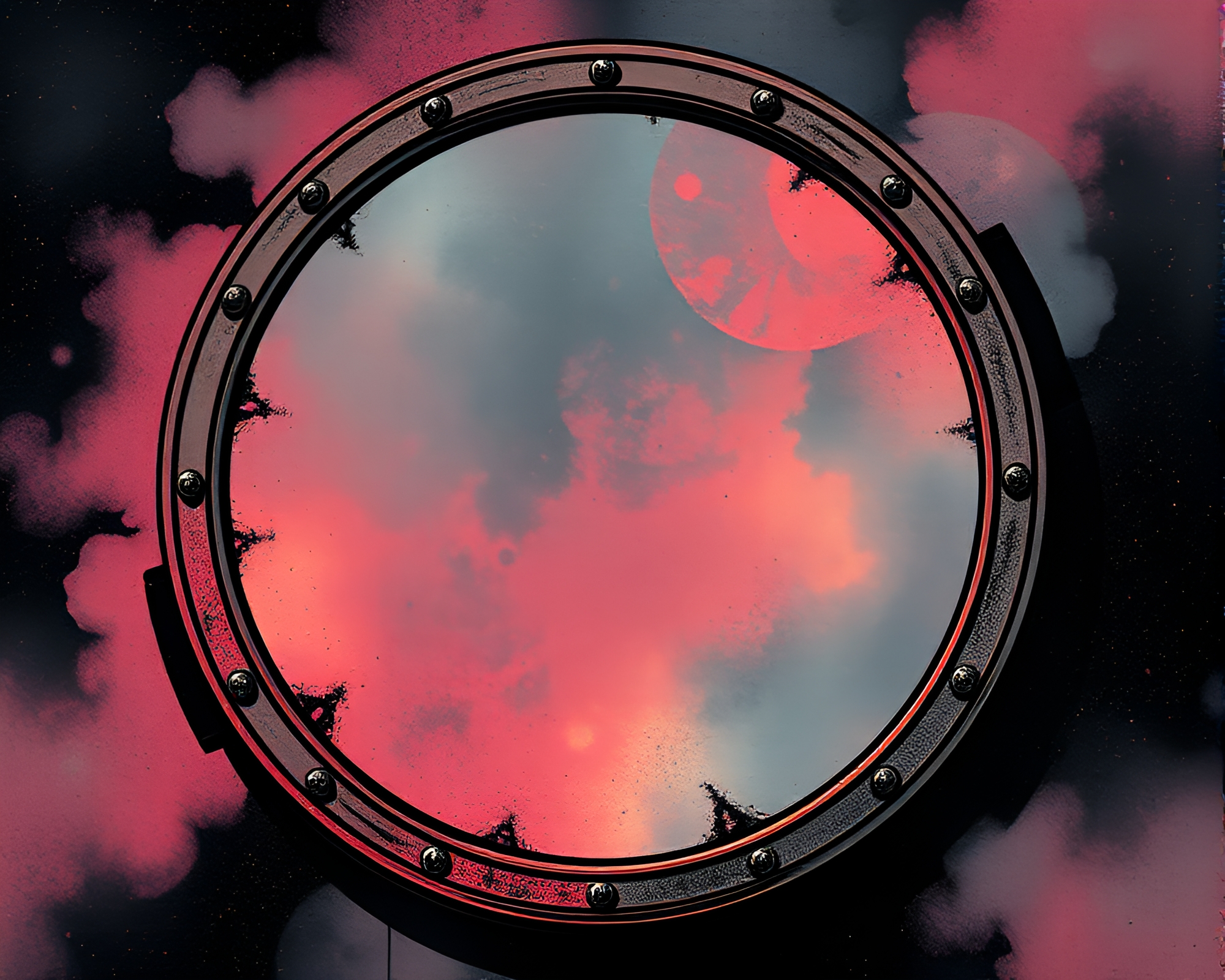 Ethereal Haunted Mirror in Cosmic Dust Comic Style – free AI stock image