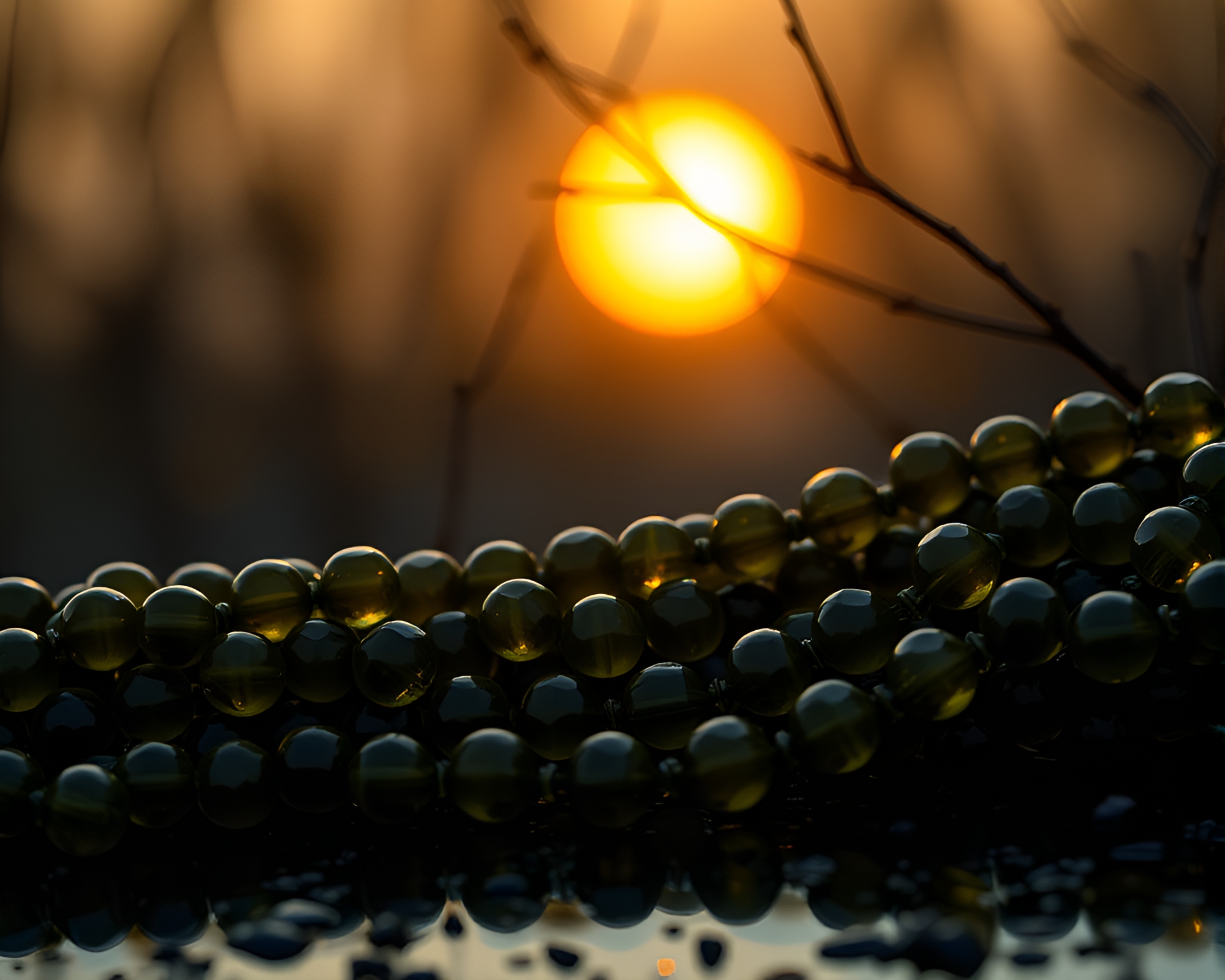 Moonlit Wolf in Golden Hour with Glass Beads – free AI stock image