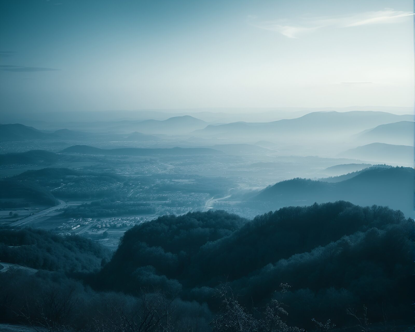 Majestic panoramic view of a serene blue fairy realm