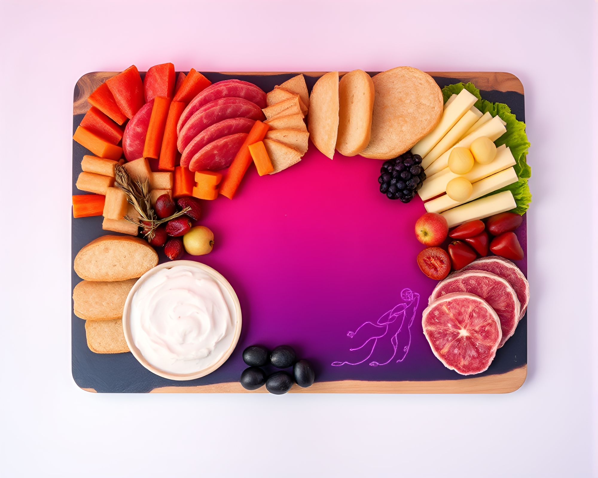 Neon Charcuterie Delight with Chalk Artistry – free AI stock image