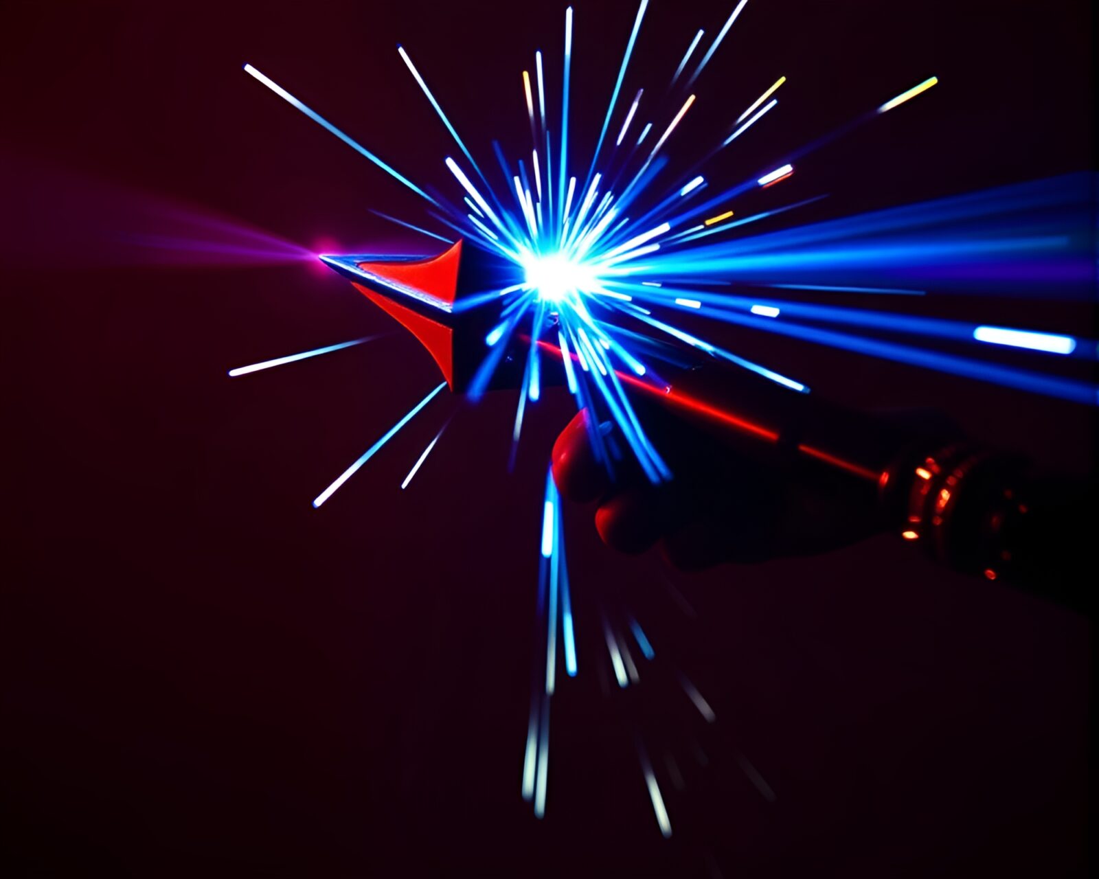 Shattered mirror piece reflects theatrical plasma rifle painting