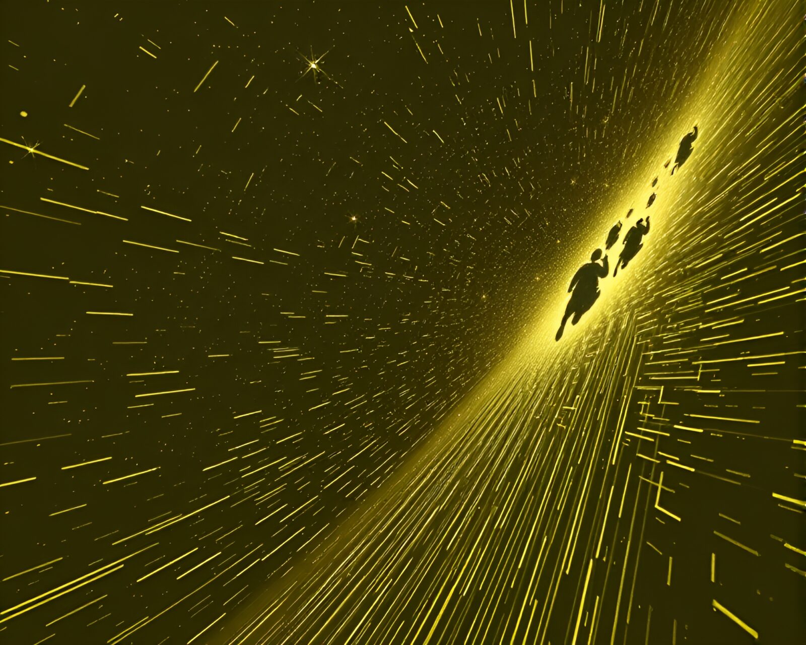 Mysterious scene with olive drab lighting and ASCII characters