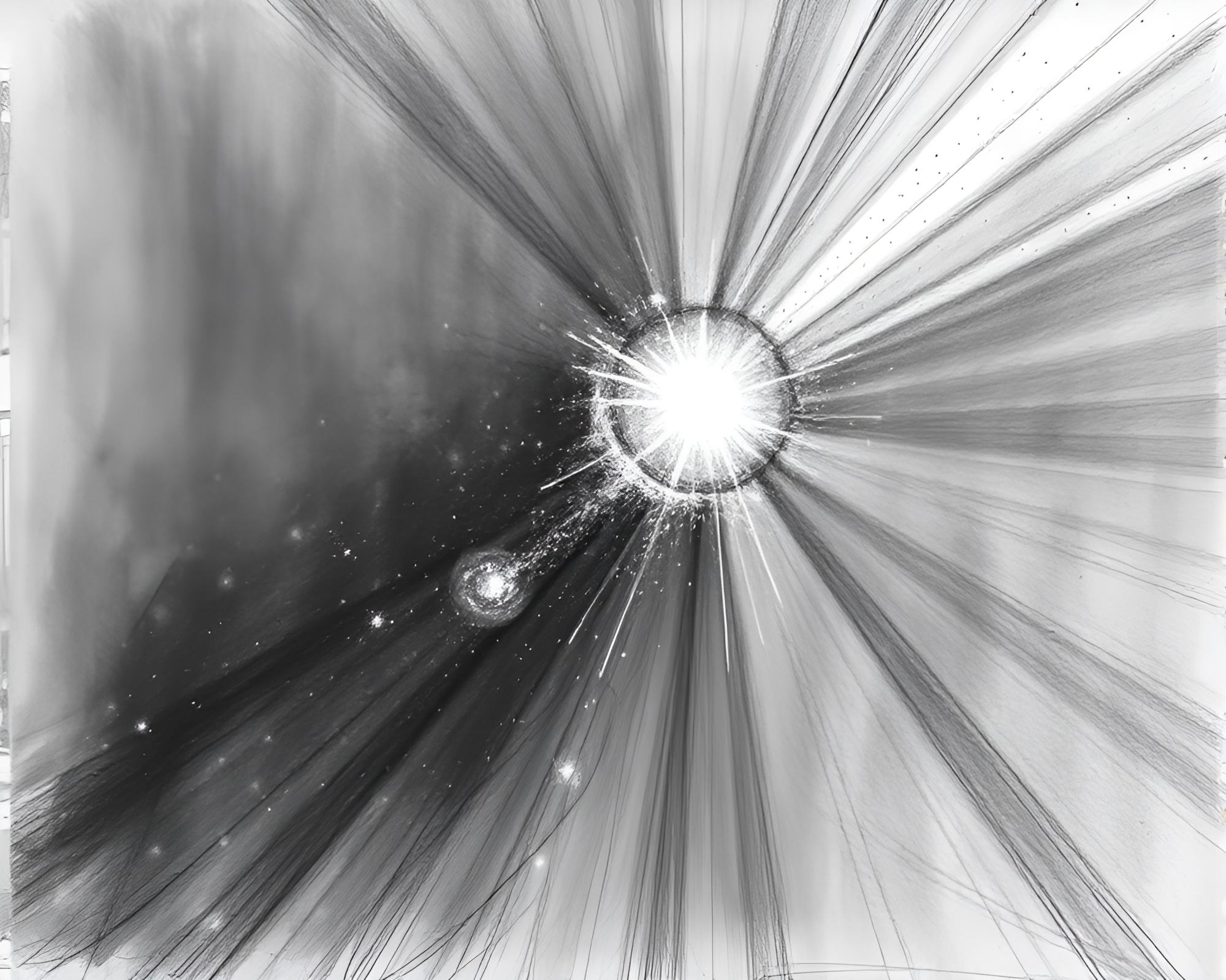 Ethereal Wormhole Generator Radiating Sunbeam Dust Particles – free AI stock image