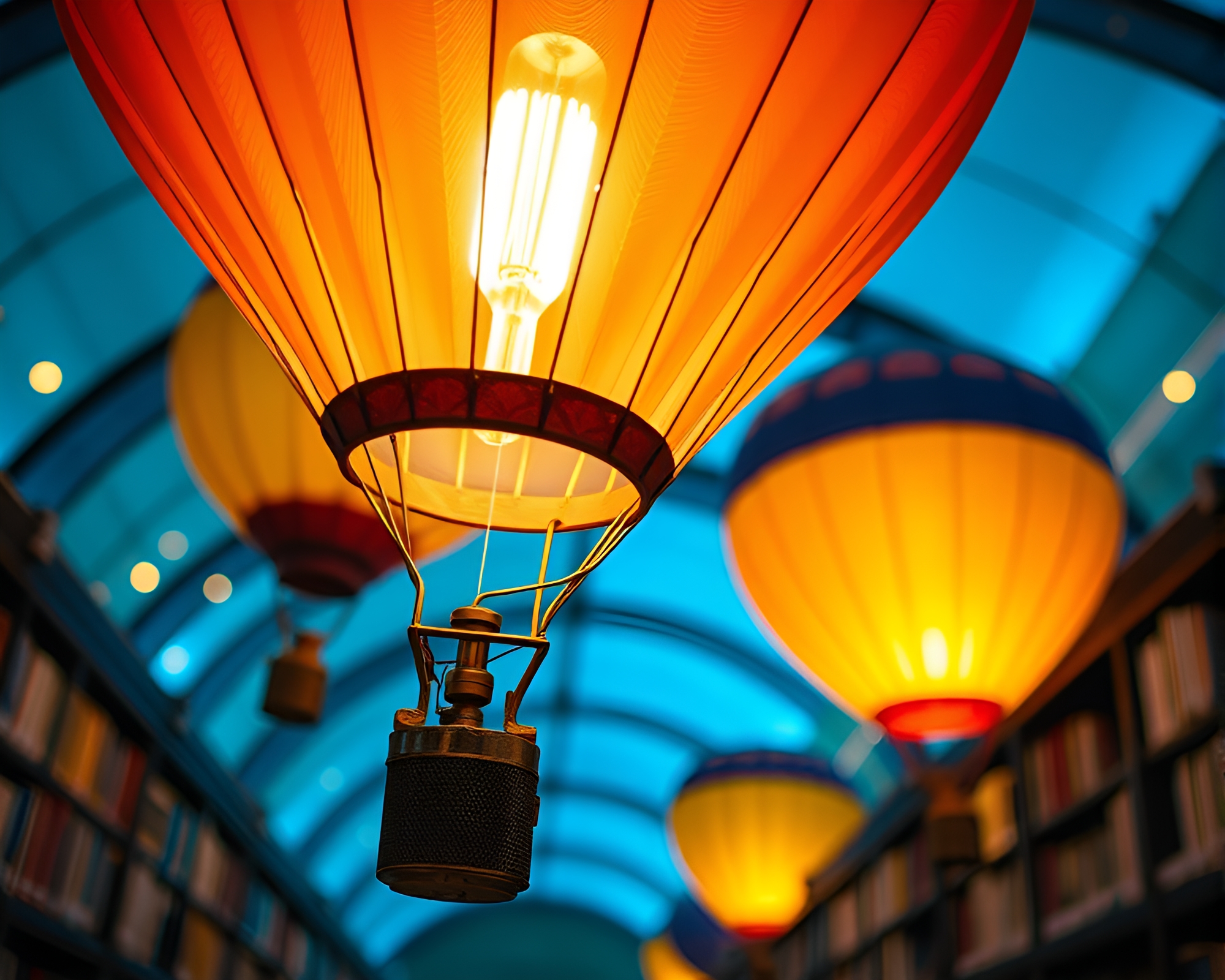 Extreme close-up of hot air balloon in data visualization style – free AI stock image