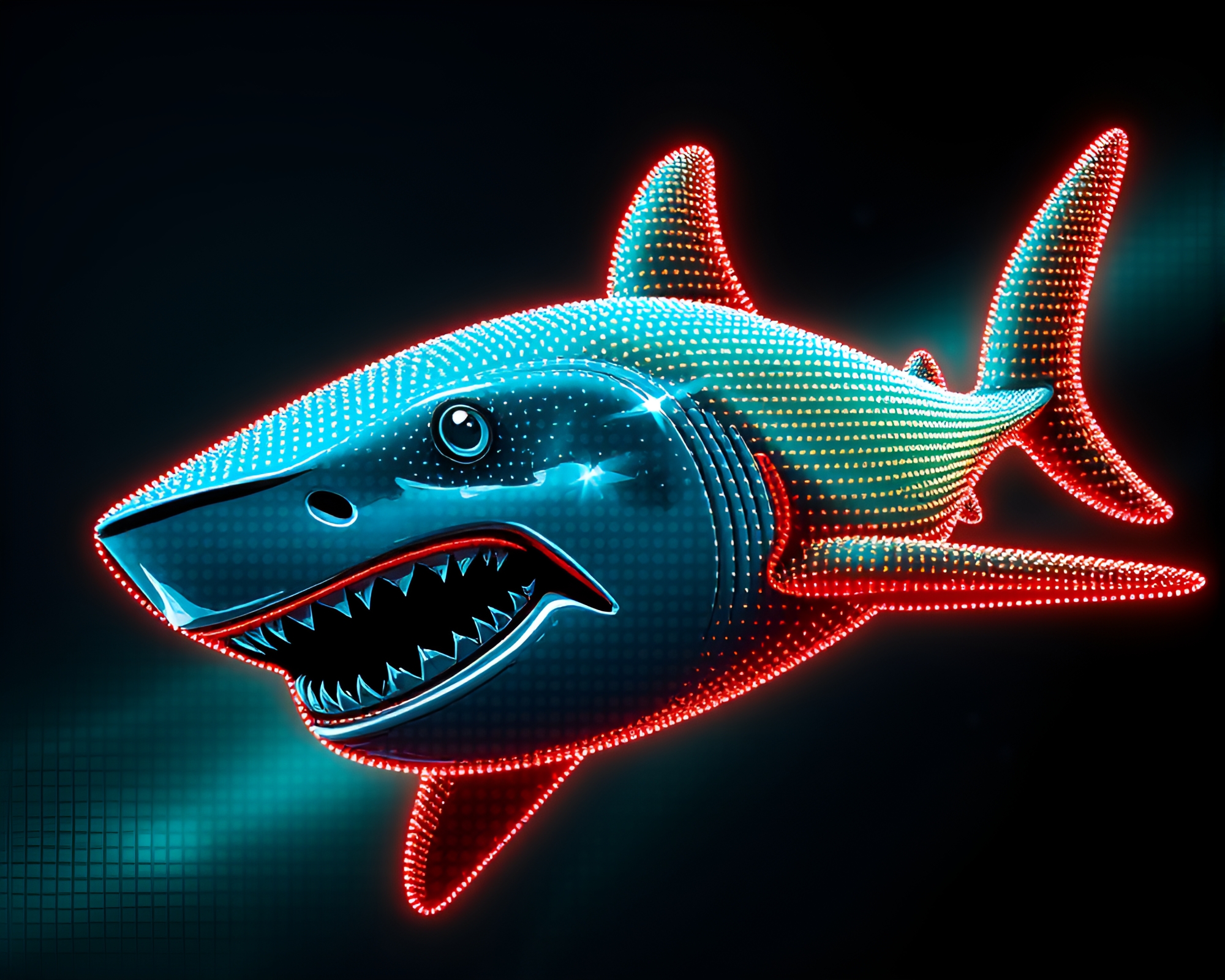 LED Shark Blueprint: Holographic Design Concept – free AI stock image