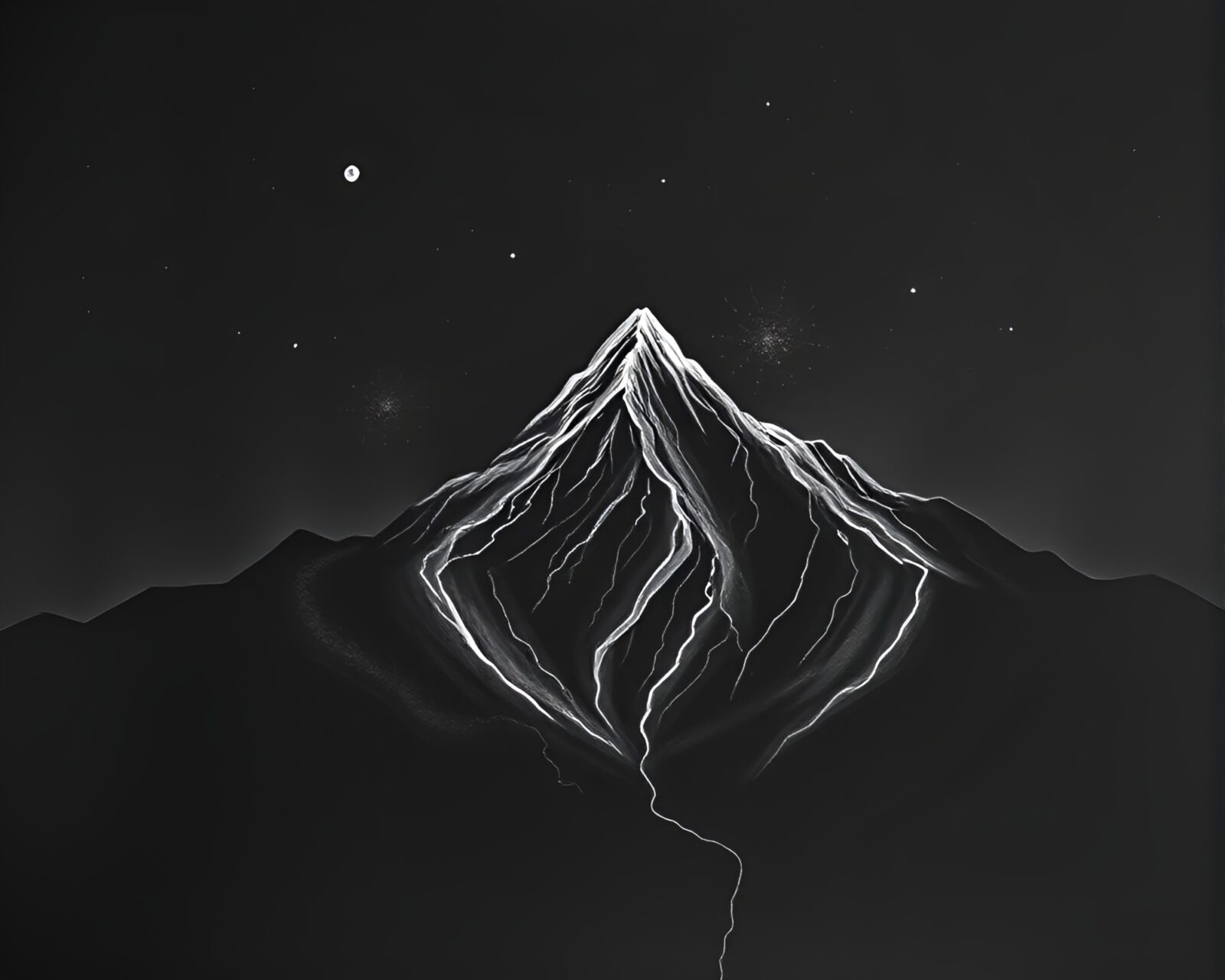 Detailed chalk drawing of a mountain goat in sapphire tones