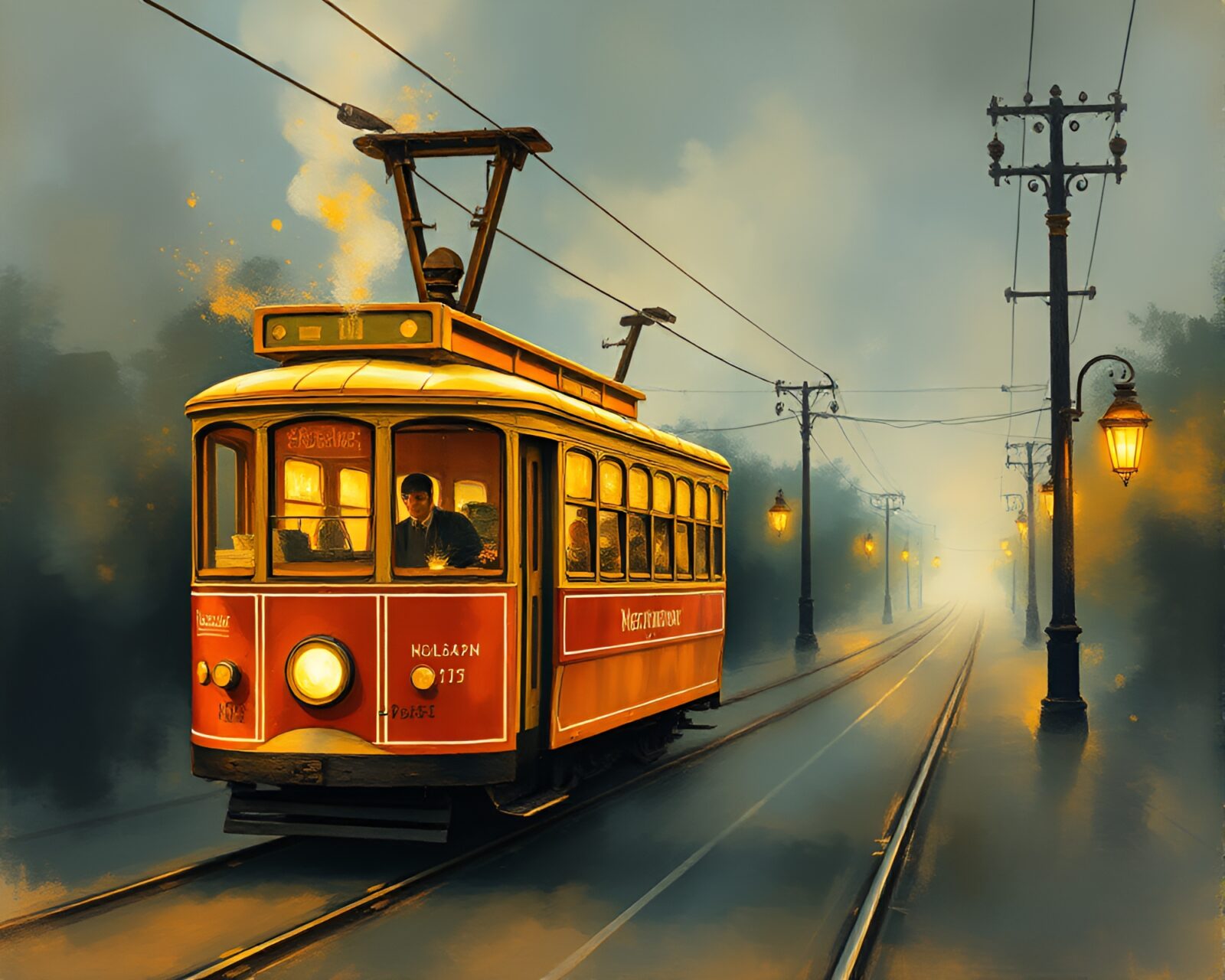A cable car gliding over golden savannah under steam vapor