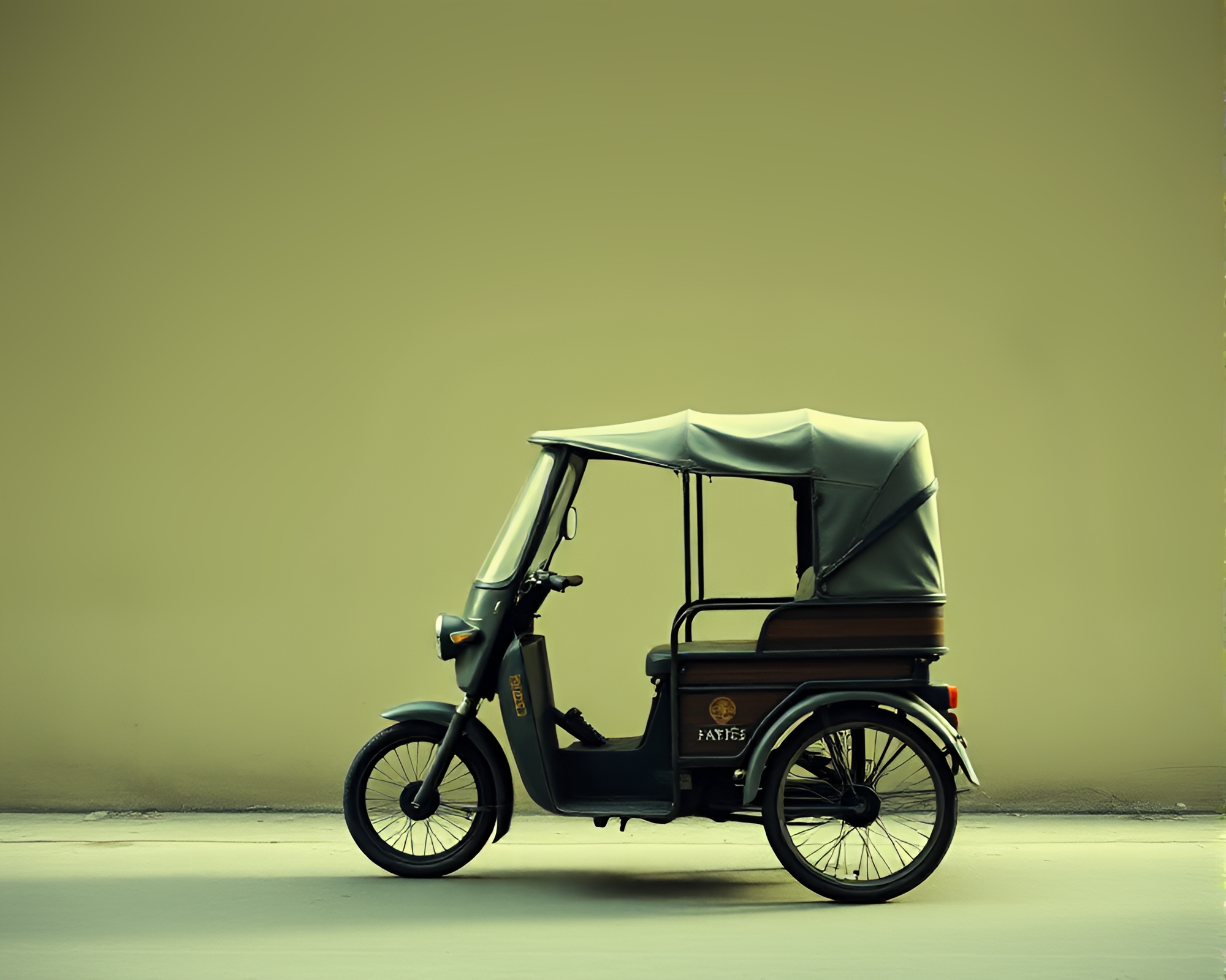 Rickshaw silhouetted in X-ray style negative space – free AI stock image