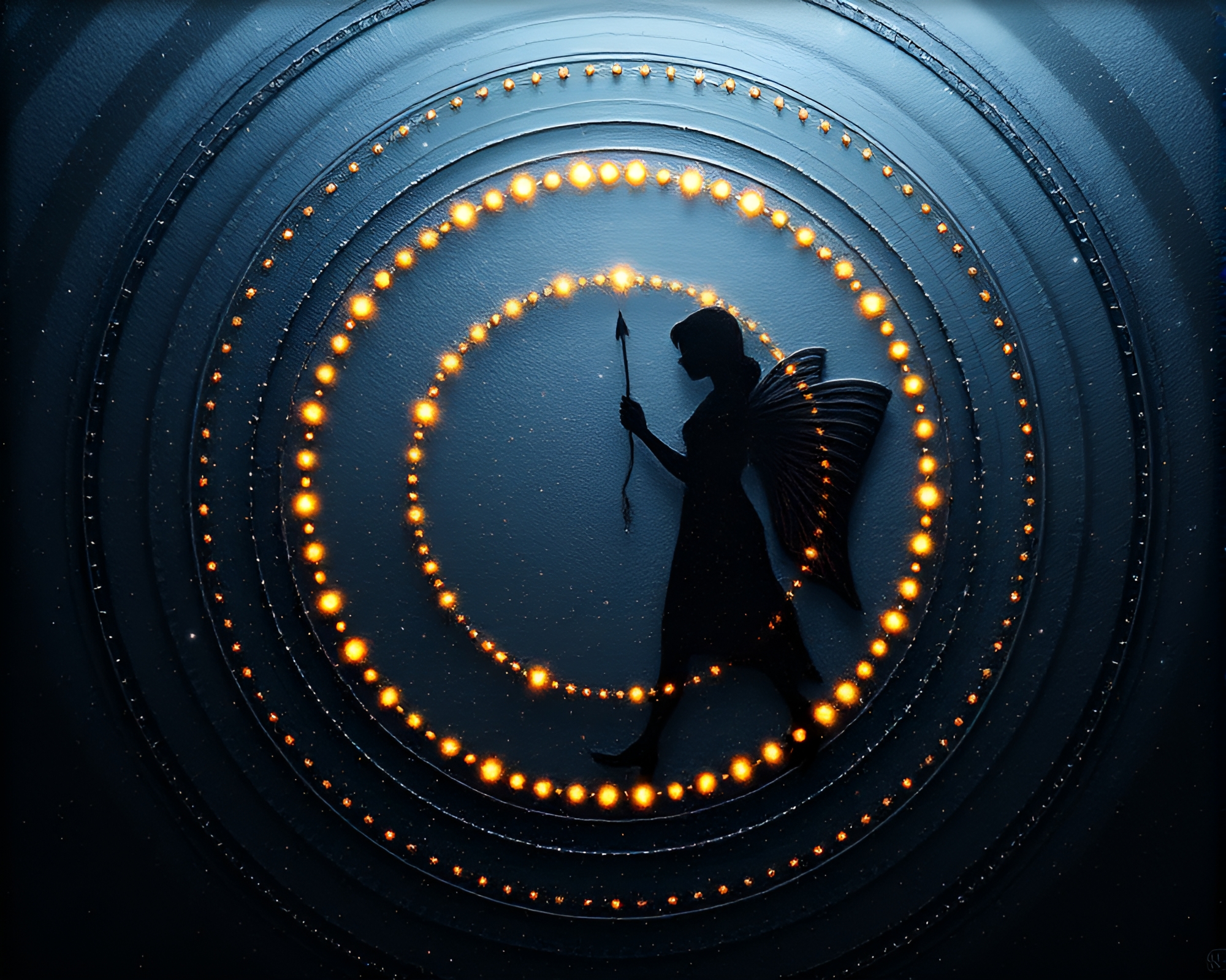 Enchanting Nymph Surrounded by Stippled Circles – free AI stock image