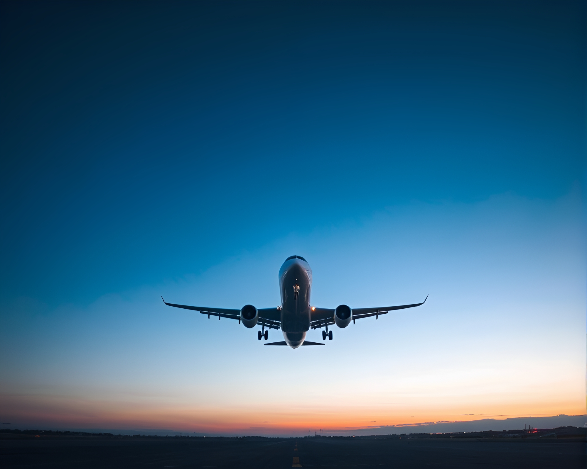 Sleek Airplane Silhouette in Neon Sky – free AI stock image