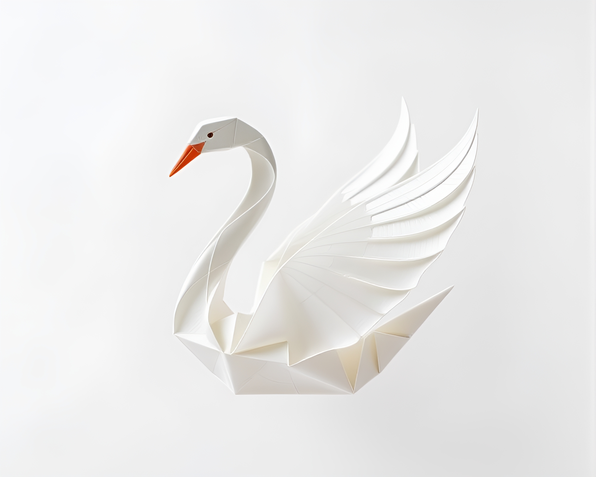 Ivory White Origami Swan Zoom Burst Screen Print – free AI stock image