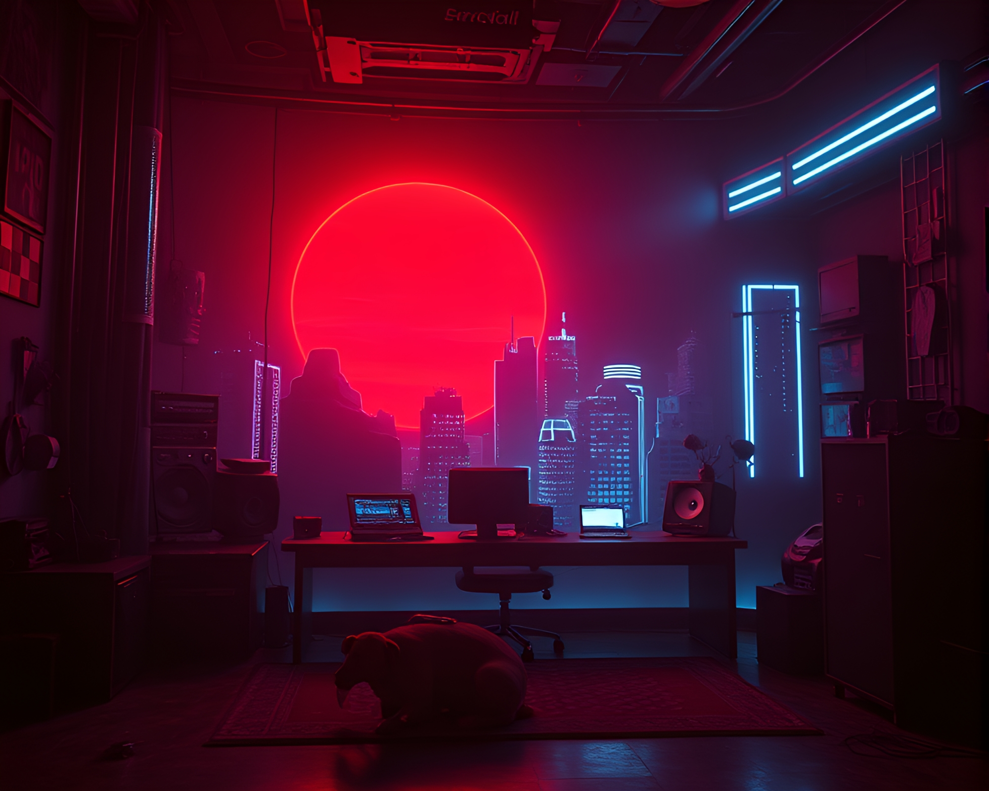Retro Dreamscape with Dystopian Scanlines – free AI stock image
