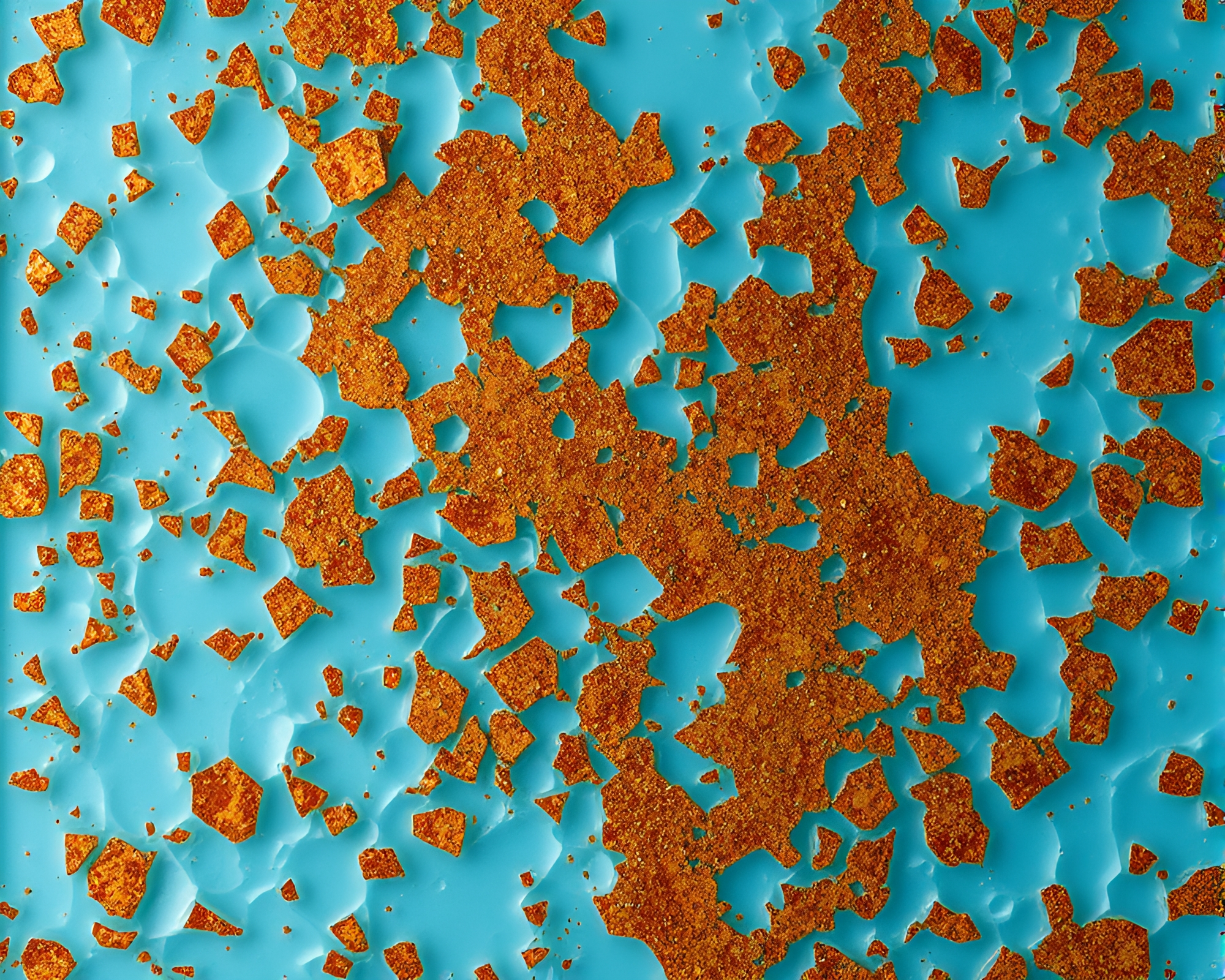 Rust Flake Texture Murano Glass Ocean Blue Contouring – free AI stock image