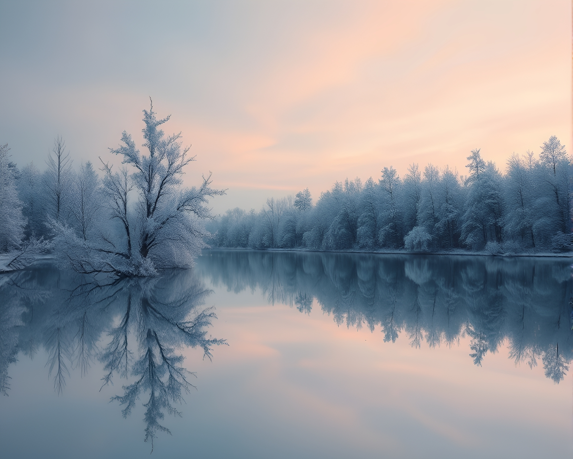 Winter Wonderland Surreal Reflection Silhouette Art – free AI stock image
