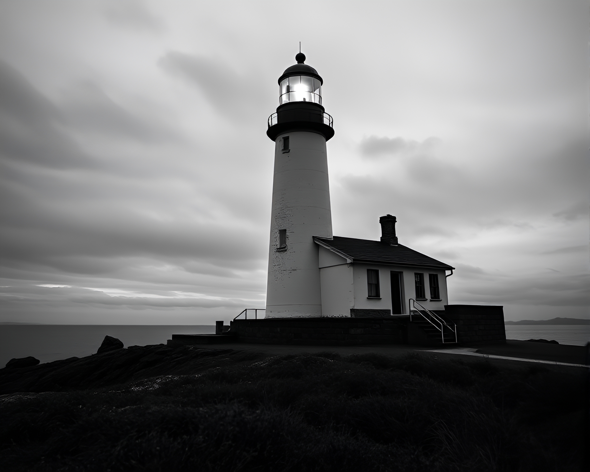 Moody Lighthouse Tight Crop with Maximalist Design – free AI stock image
