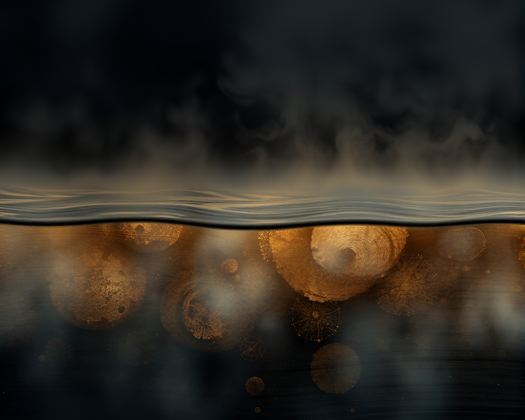 Submersible Wood Grain Abyss with Smoky Haze – free AI stock image