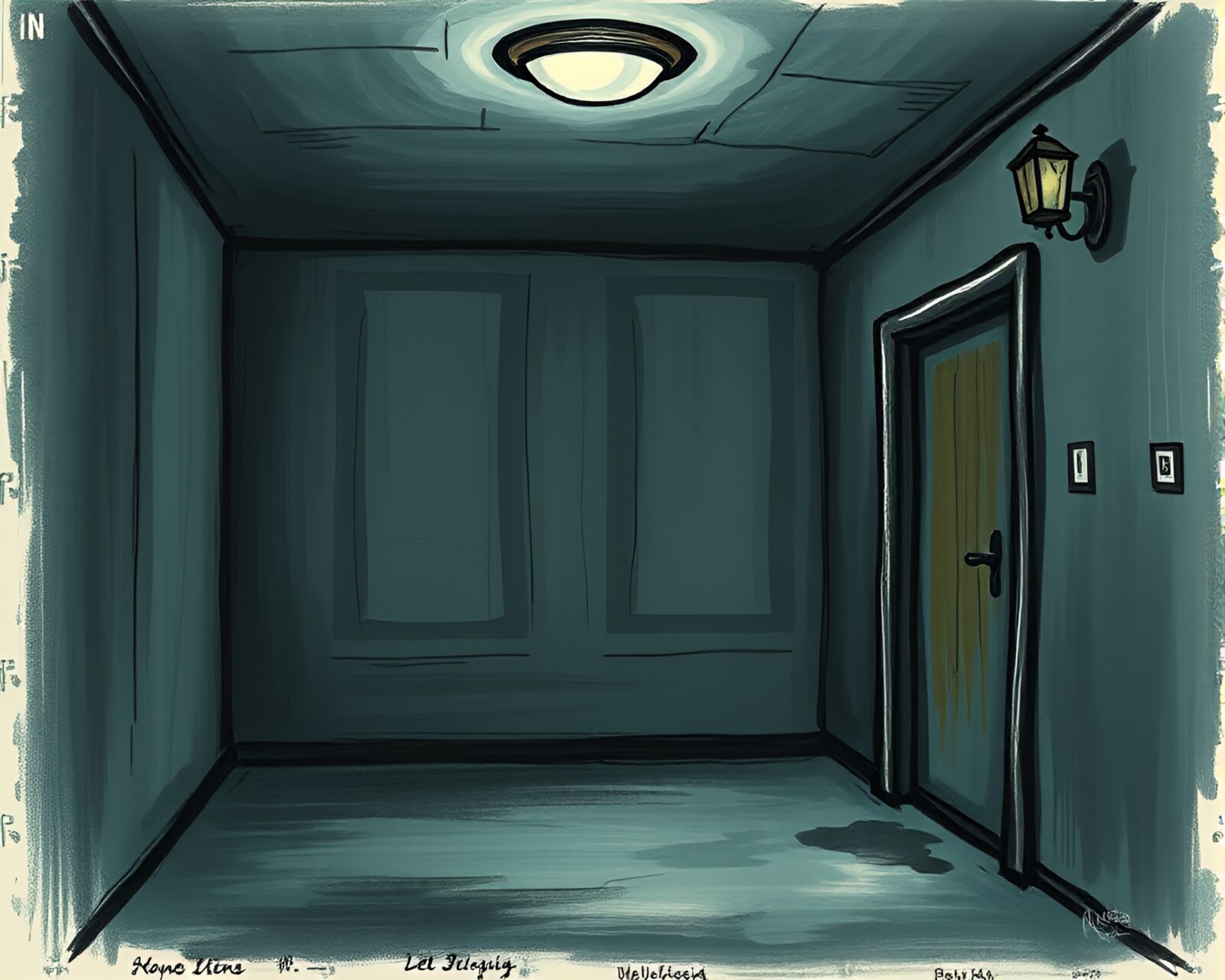 An eerie handwritten letter illuminated in a dark basement