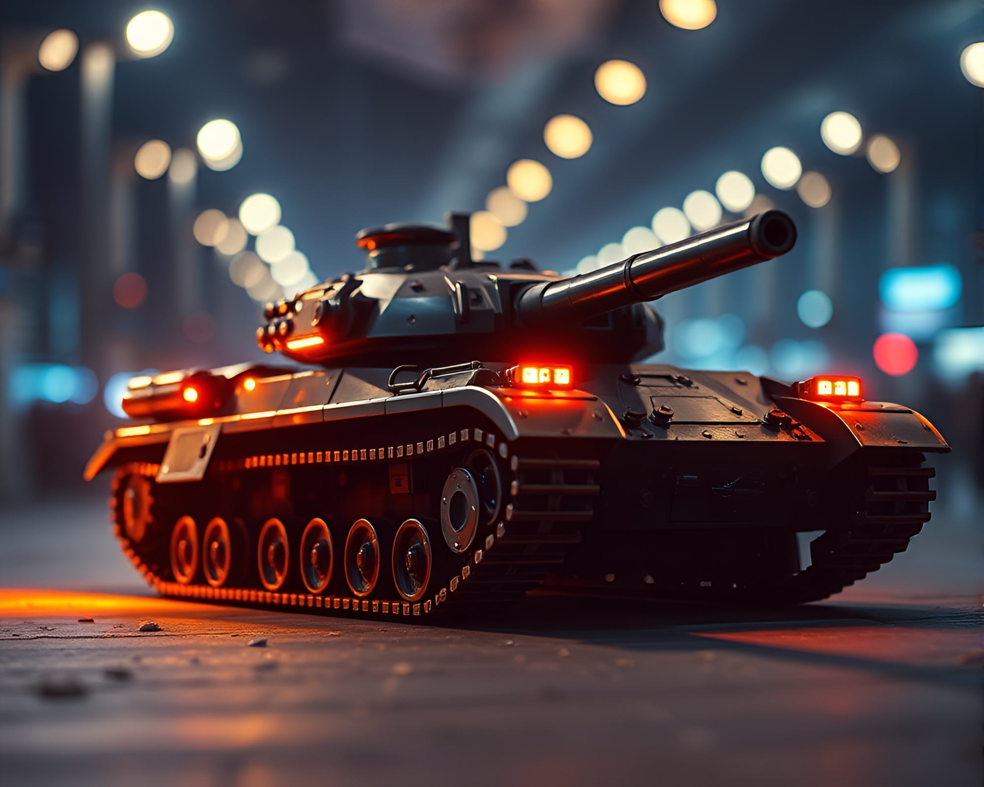Armored tank in disco ball glimmer – free AI stock image