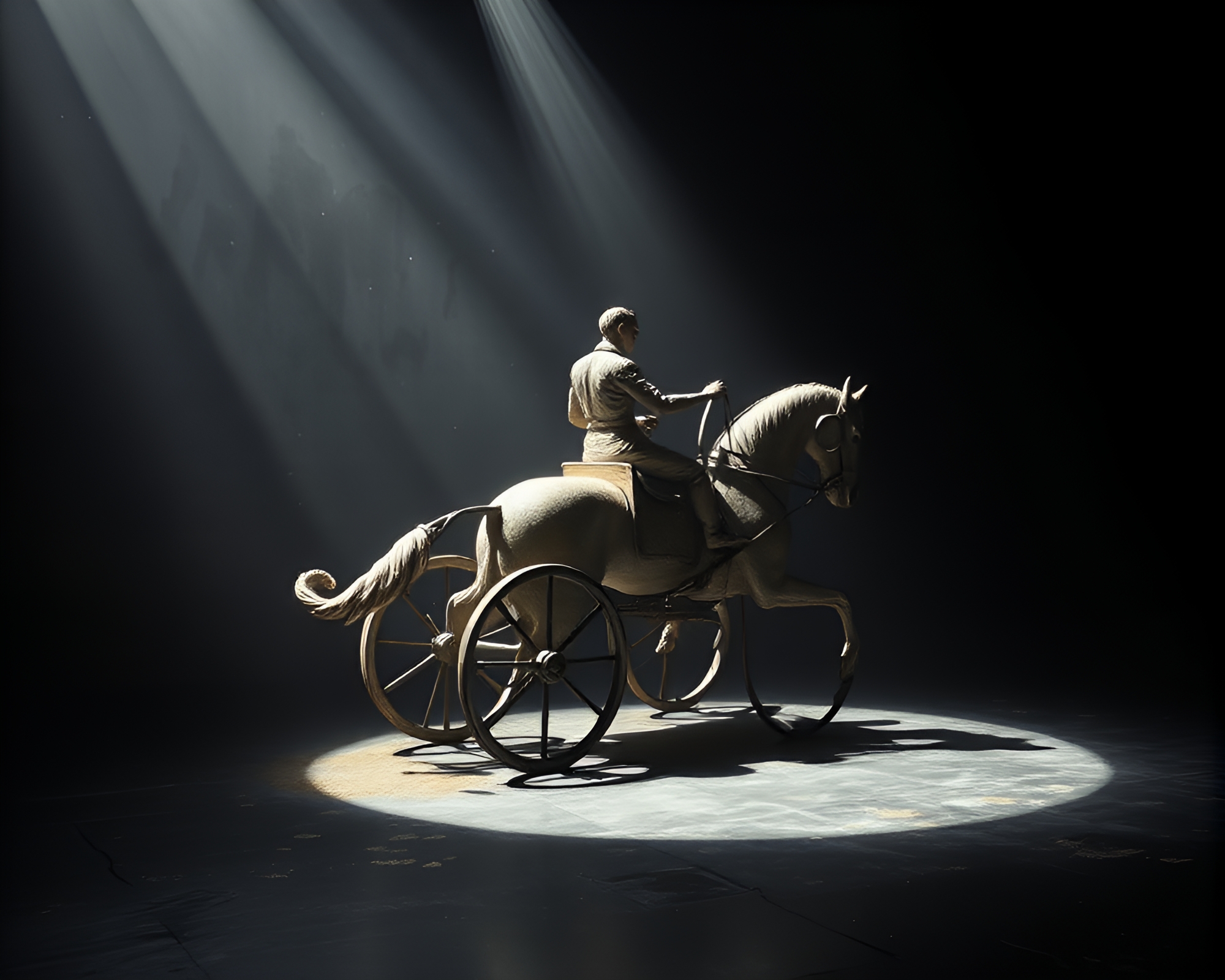 Chariot of Shadows in Mildew-Lit Spotlight – free AI stock image