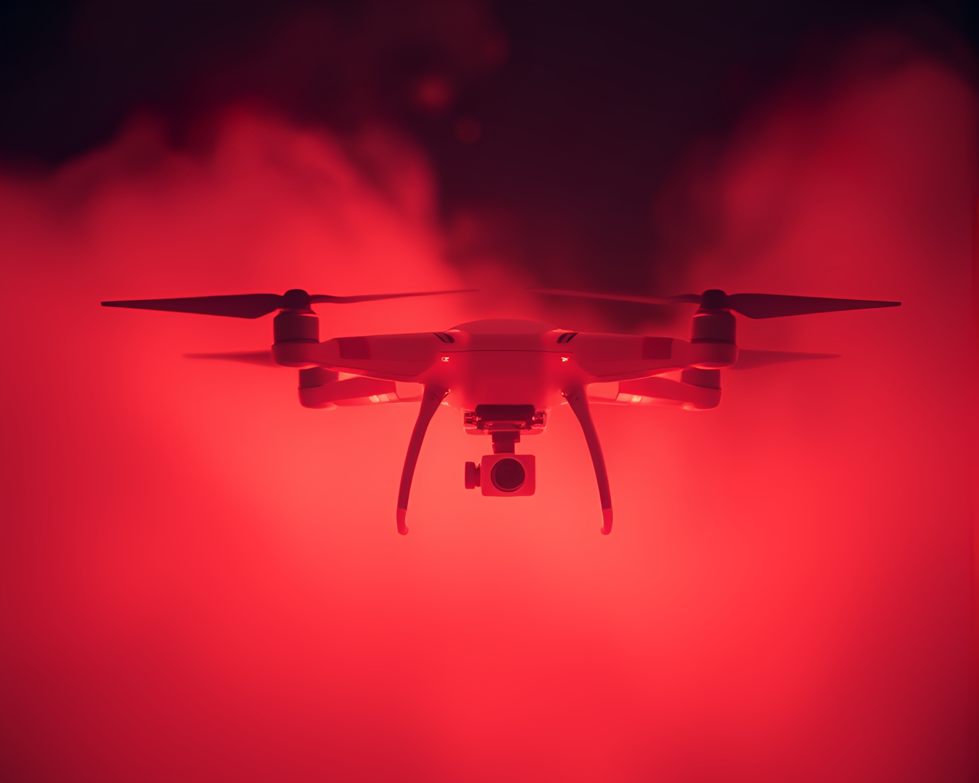 Infrared Drone Surveillance in Dot Matrix Haze – free AI stock image