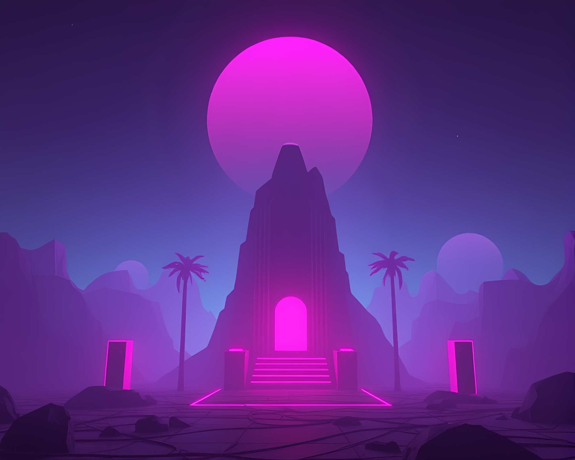 Synthwave Necromantic Shade: Low-Poly 3D Composition – free AI stock image