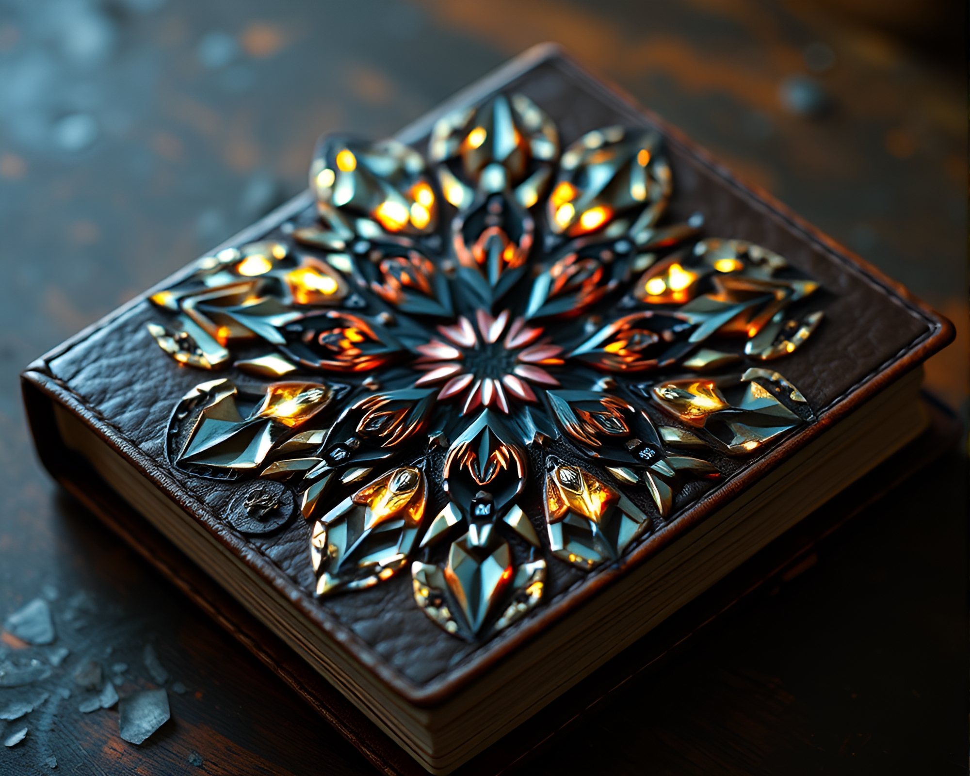 Pixelated Leather-bound Diary Fragment in Graphic Novel Style – free AI stock image