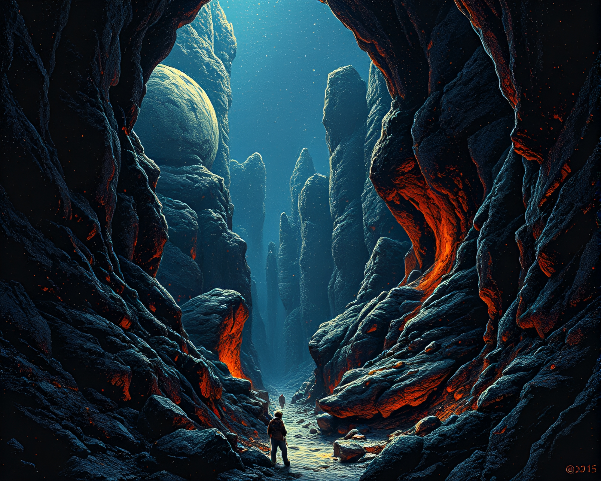 Eroded Canyon Dungeon Torchlight Sgraffito Art Concept – free AI stock image