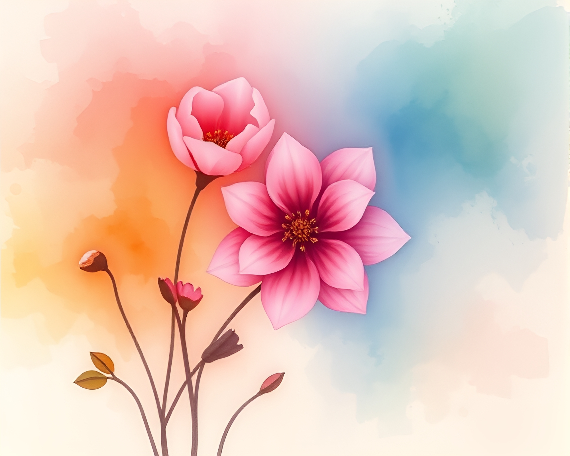 Watercolor Blooms Dream Journal Earth Gradient Digital Painting – free AI stock image