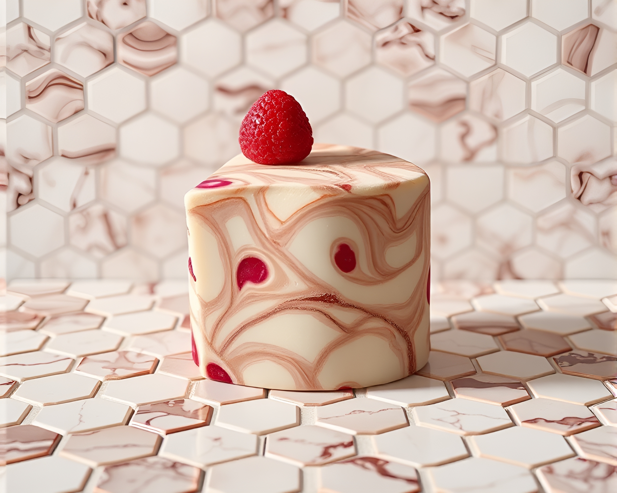 Marbled Cake Hexagonal Tiling Pixelated Light Study – free AI stock image