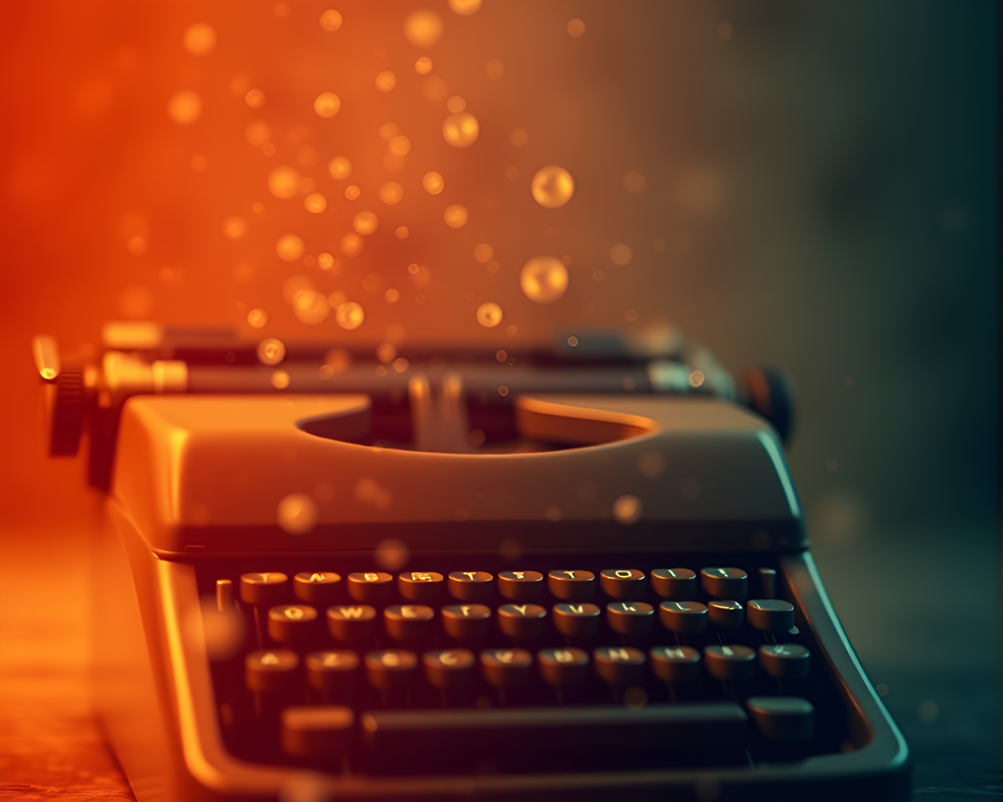 Vintage Typewriter with Floating Particles Composition – free AI stock image
