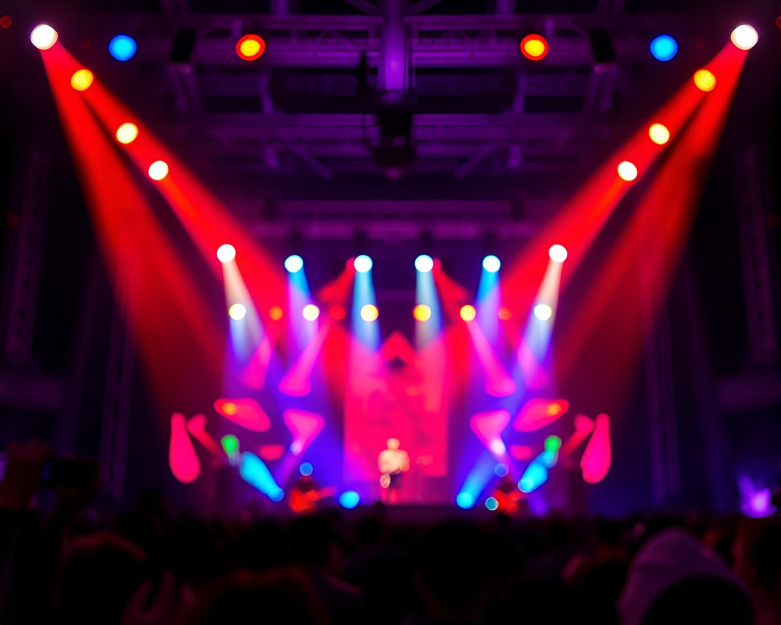 Vibrant pop art concert stage with oasis theme