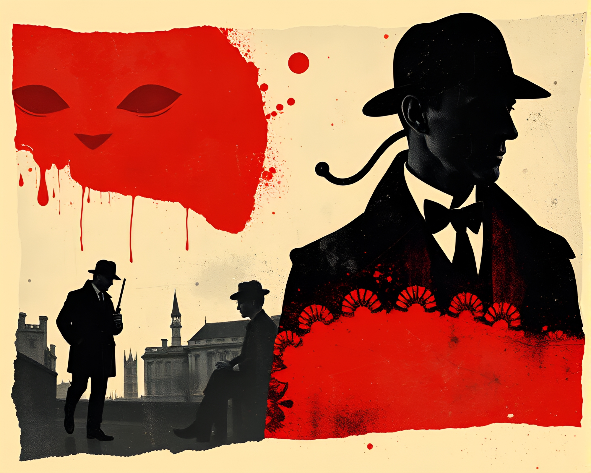 Sherlock Holmes in Torn Edges Dadaist Collage – free AI stock image