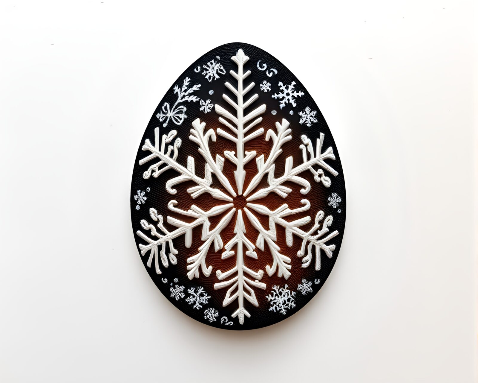 Intricately designed dragon egg surrounded by unique snowflake patterns