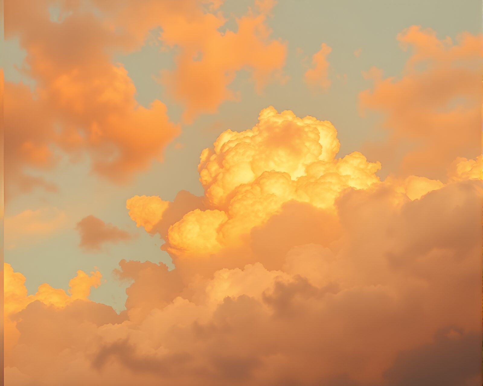 Vibrant action painting of a fairy surrounded by burnt orange clouds