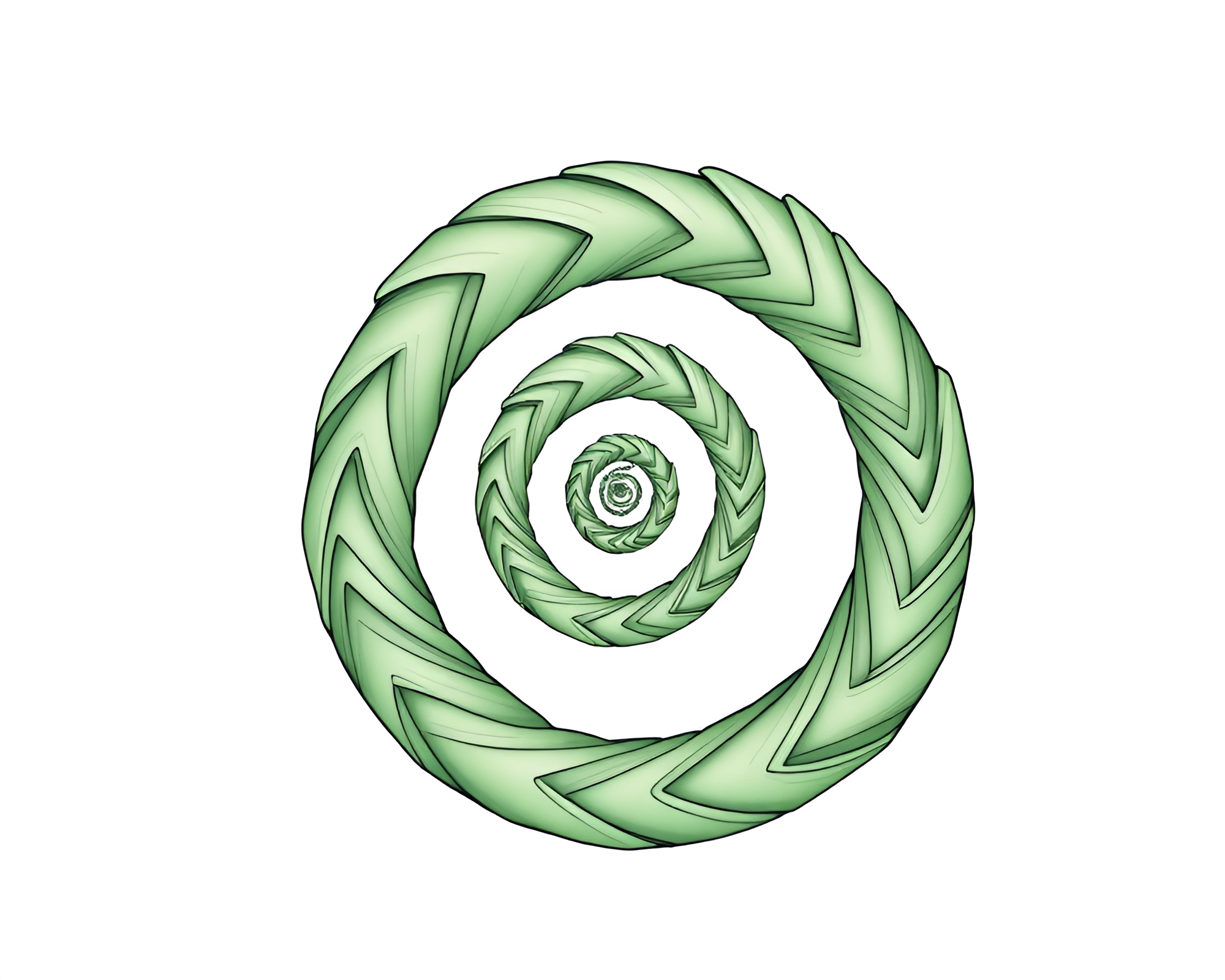 Baguette Fibonacci Spiral in Forest Line Art – free AI stock image