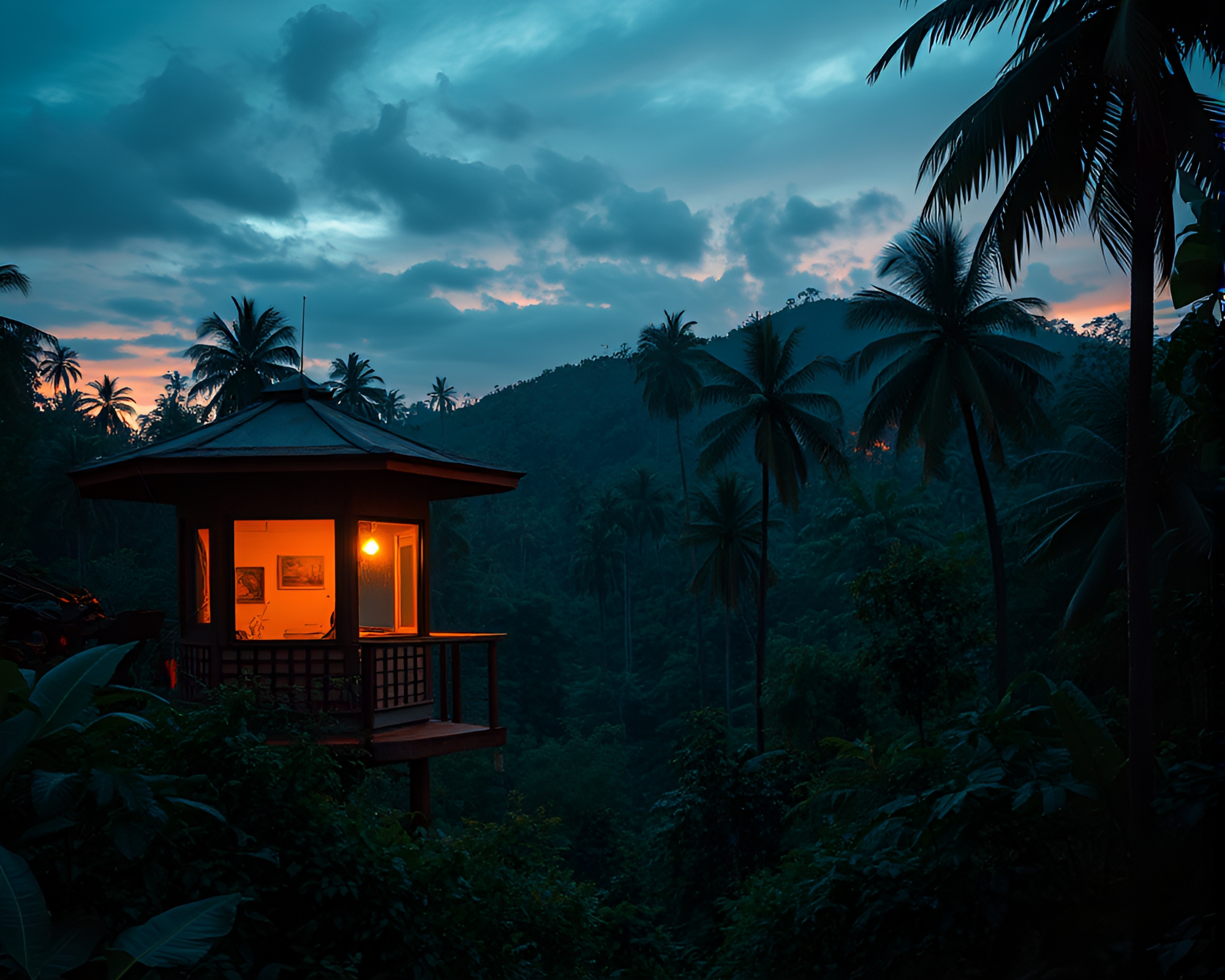 Rust Patina Jungle Vistas at Dusk – free AI stock image