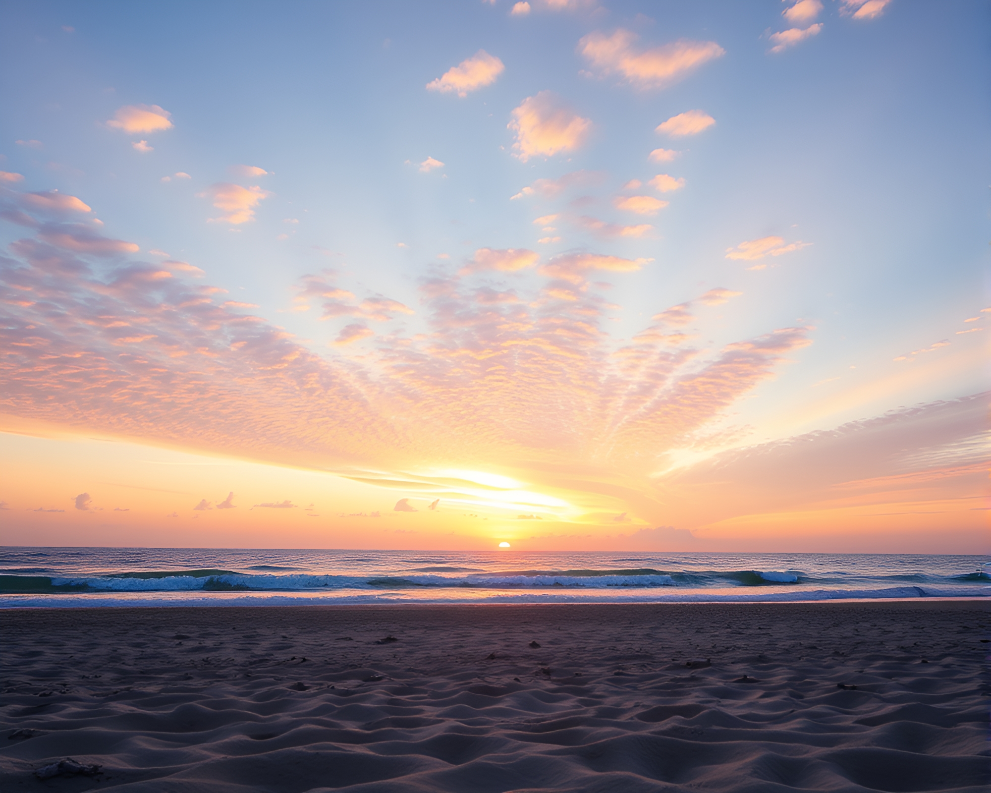 Mosaic Sunrise at Beach – free AI stock image
