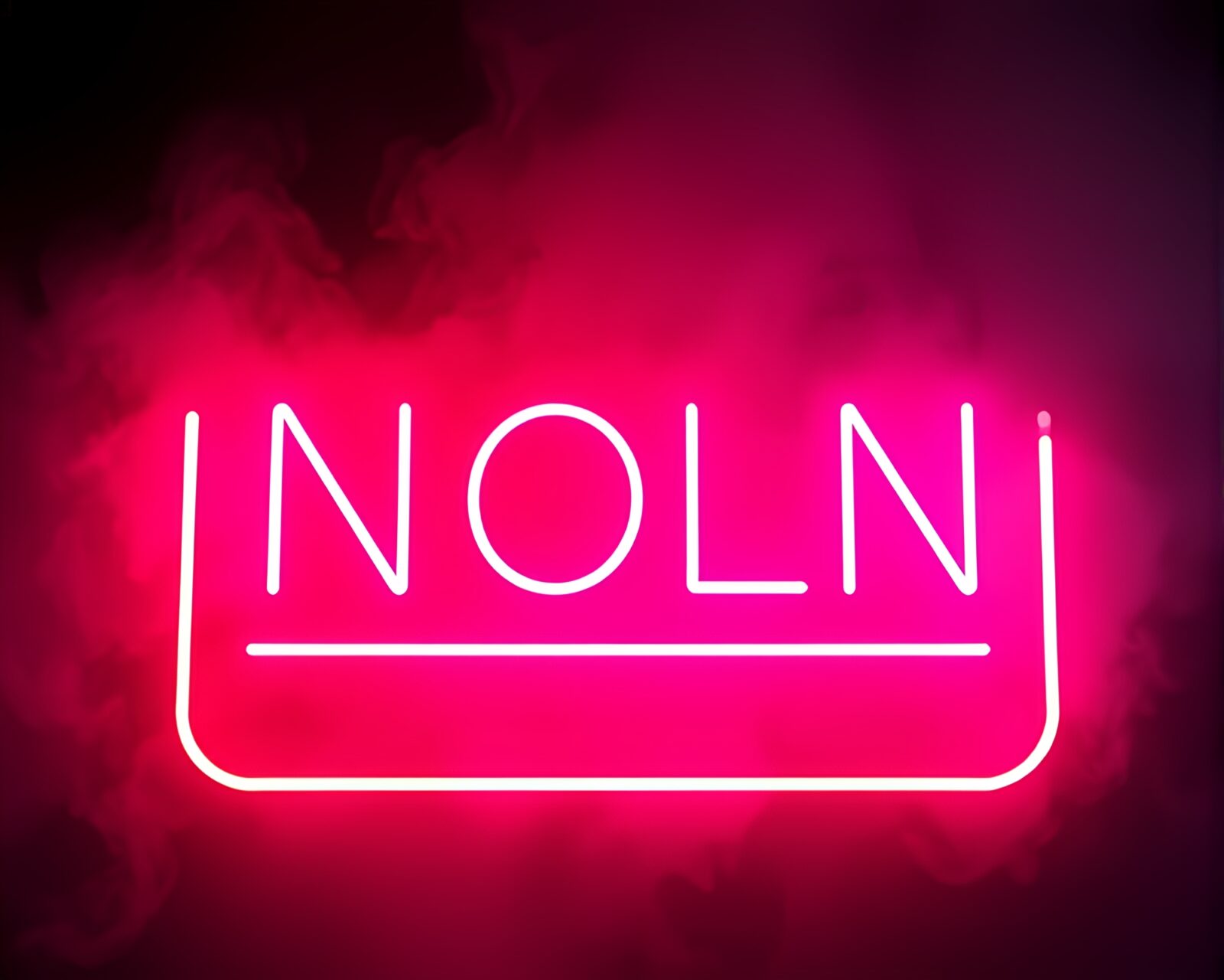 Vibrant neon sign in misty 8-bit retro setting