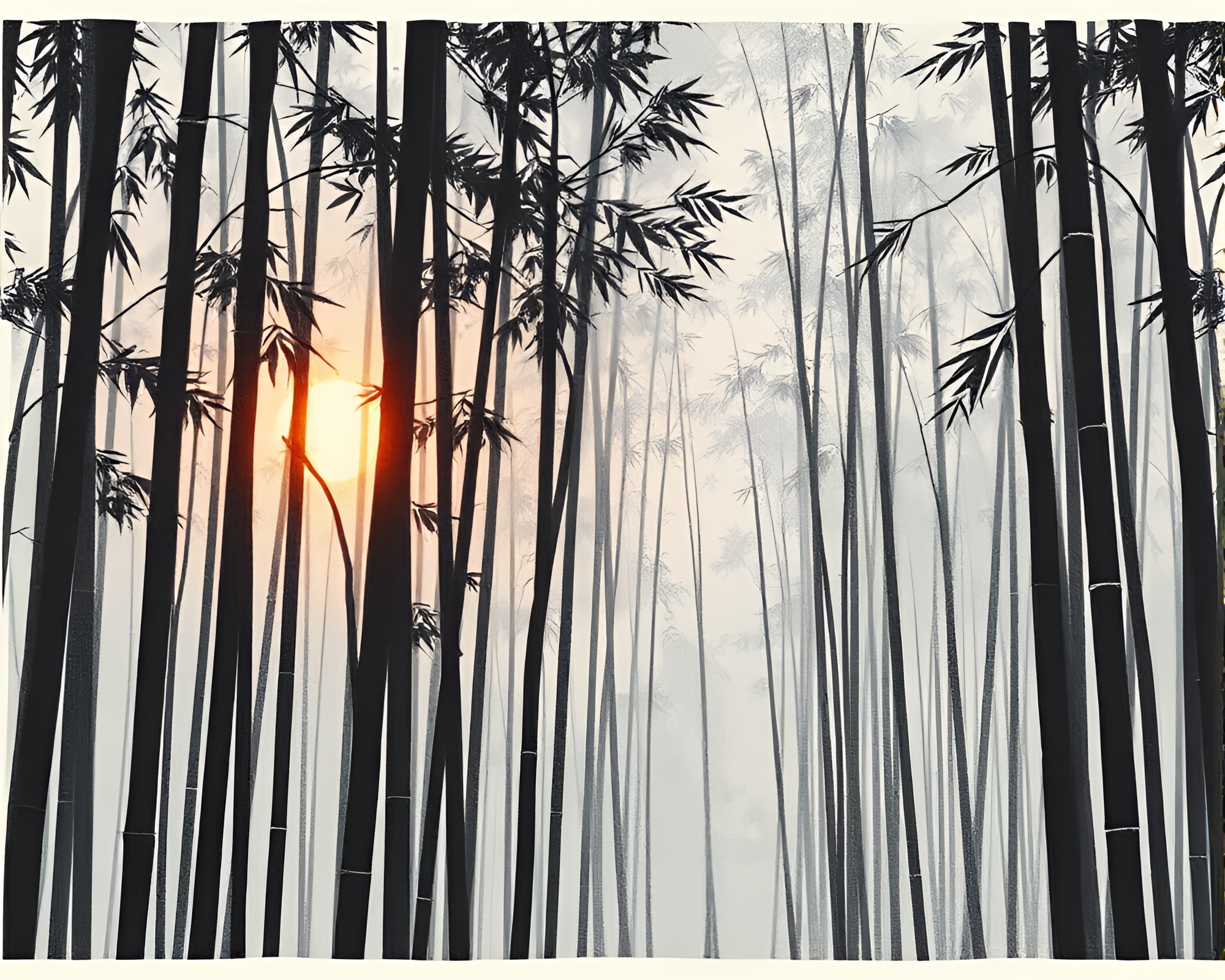 Bamboo Geometry: Dawn Etching – free AI stock image