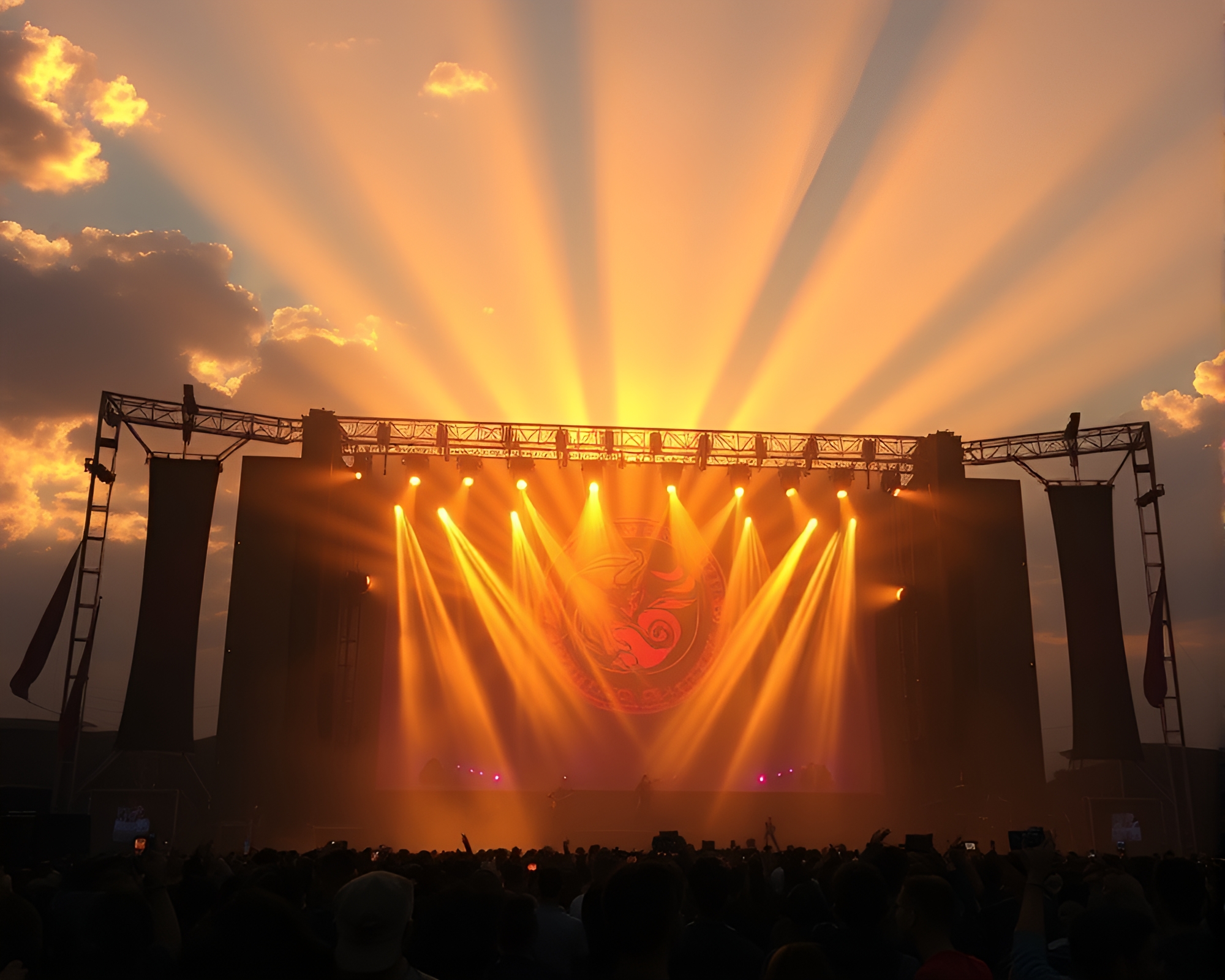 Majestic Leviathan bathed in golden stage spotlight – free AI stock image