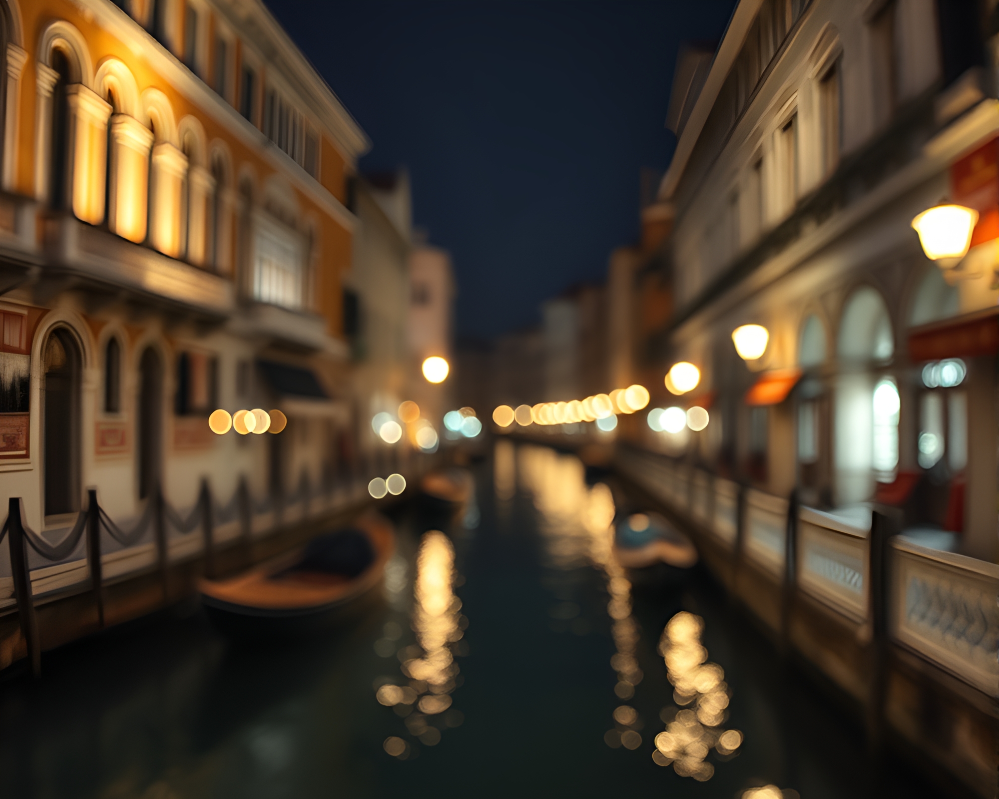 Cracked Earth Venice Canal Bokeh Lights – free AI stock image