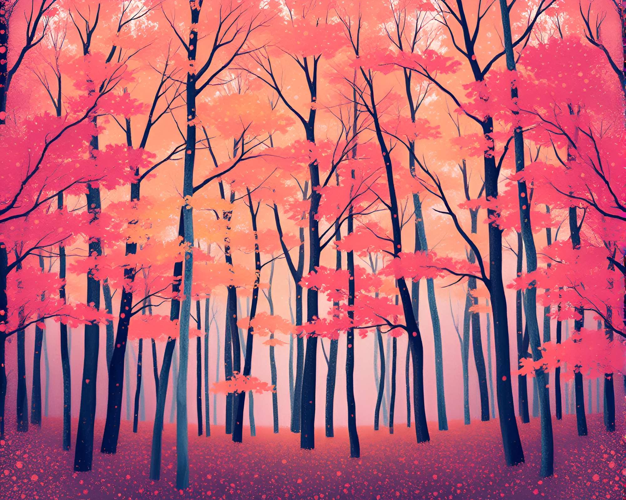 Autumn Forest Pointillist Fractal Art – free AI stock image