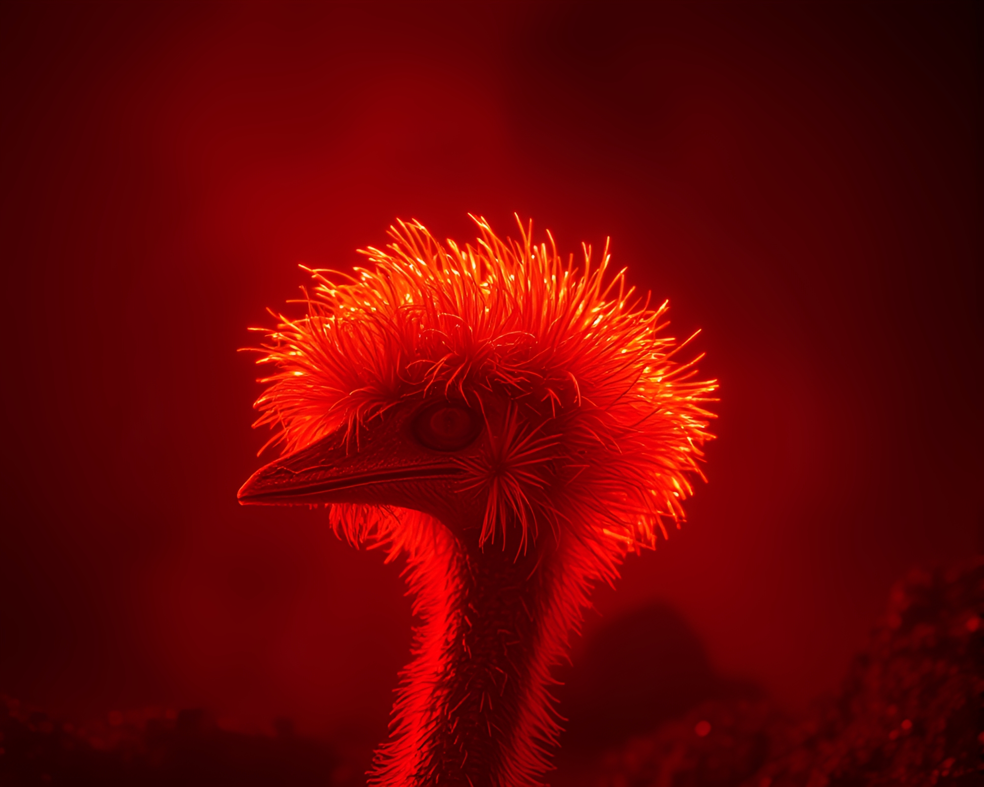 Glowing Ostrich in Particle Simulation Frame – free AI stock image