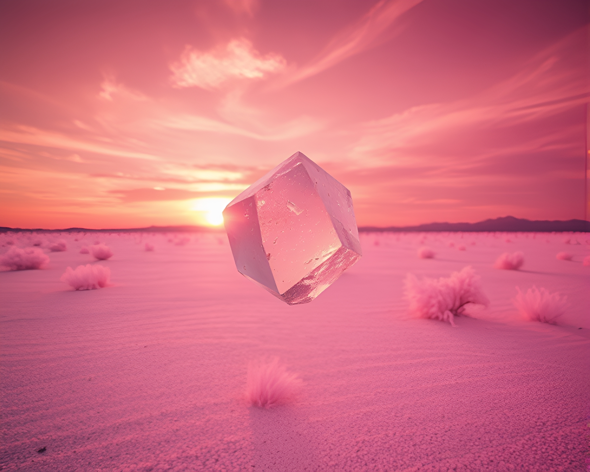 Infrared Crystal Mirage at Desert Sunset – free AI stock image