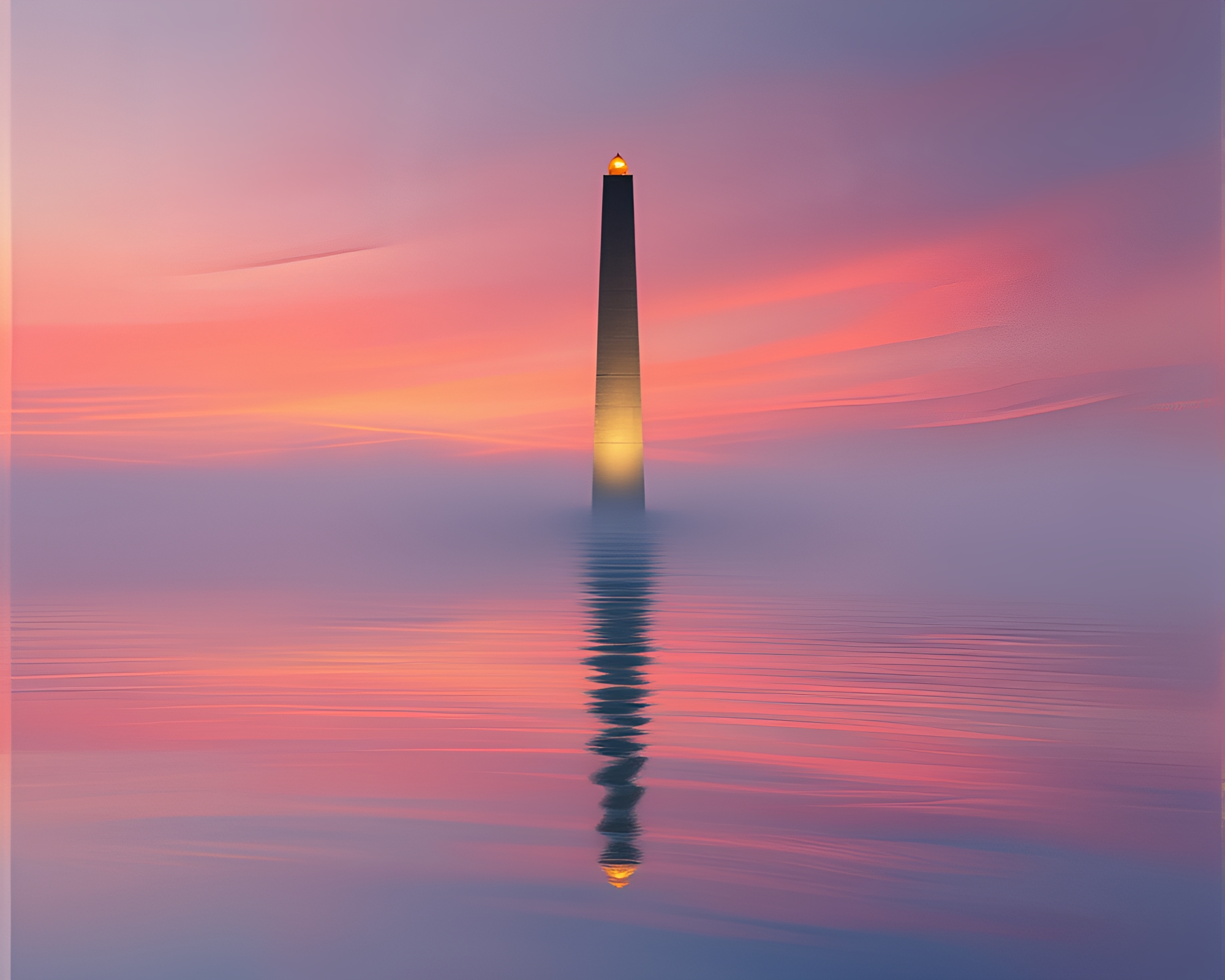 Mystical Obelisk in Distorted Water Reflections – free AI stock image