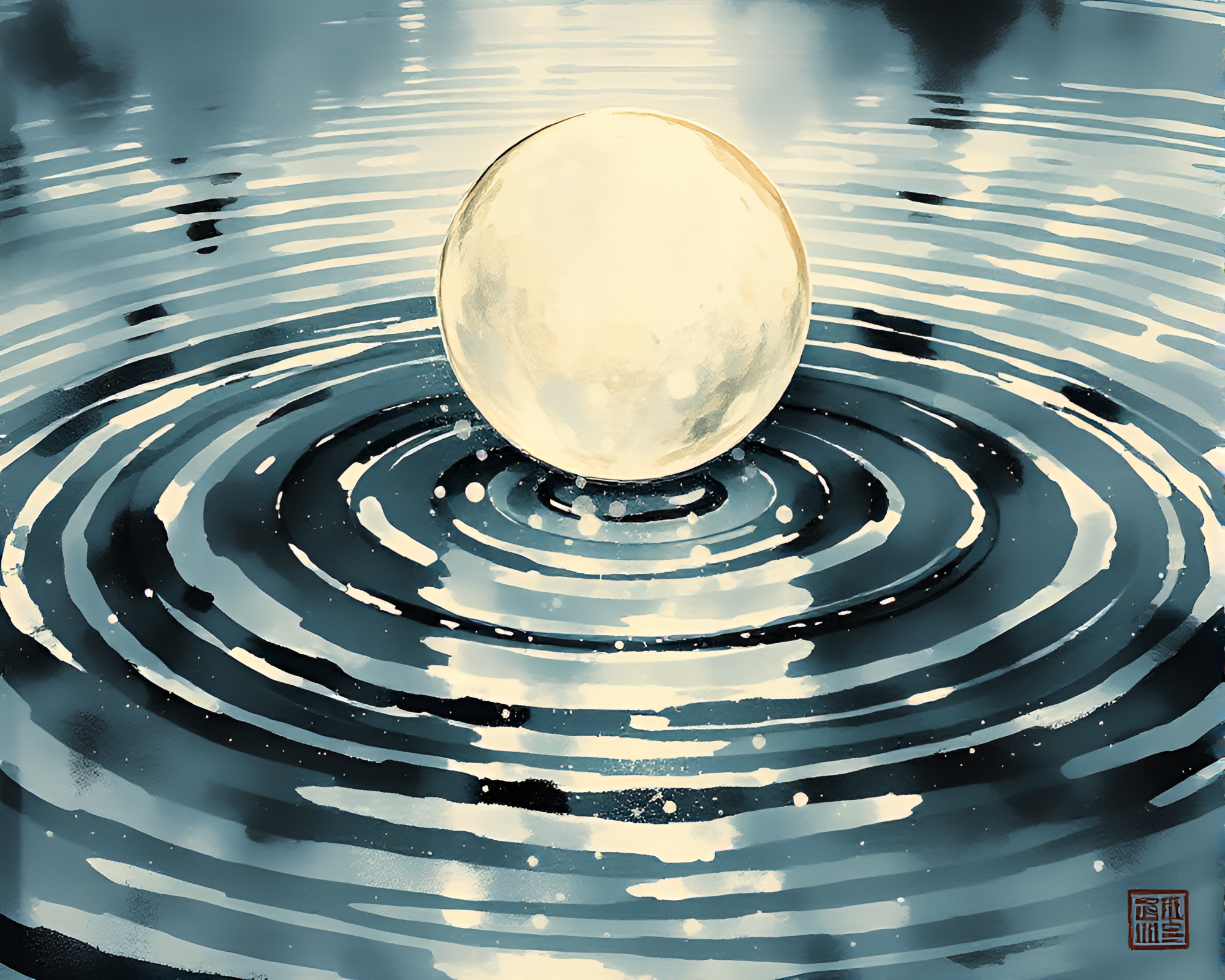 Ancient Scroll Unveiled: Disco Ball Reflections in Water – free AI stock image