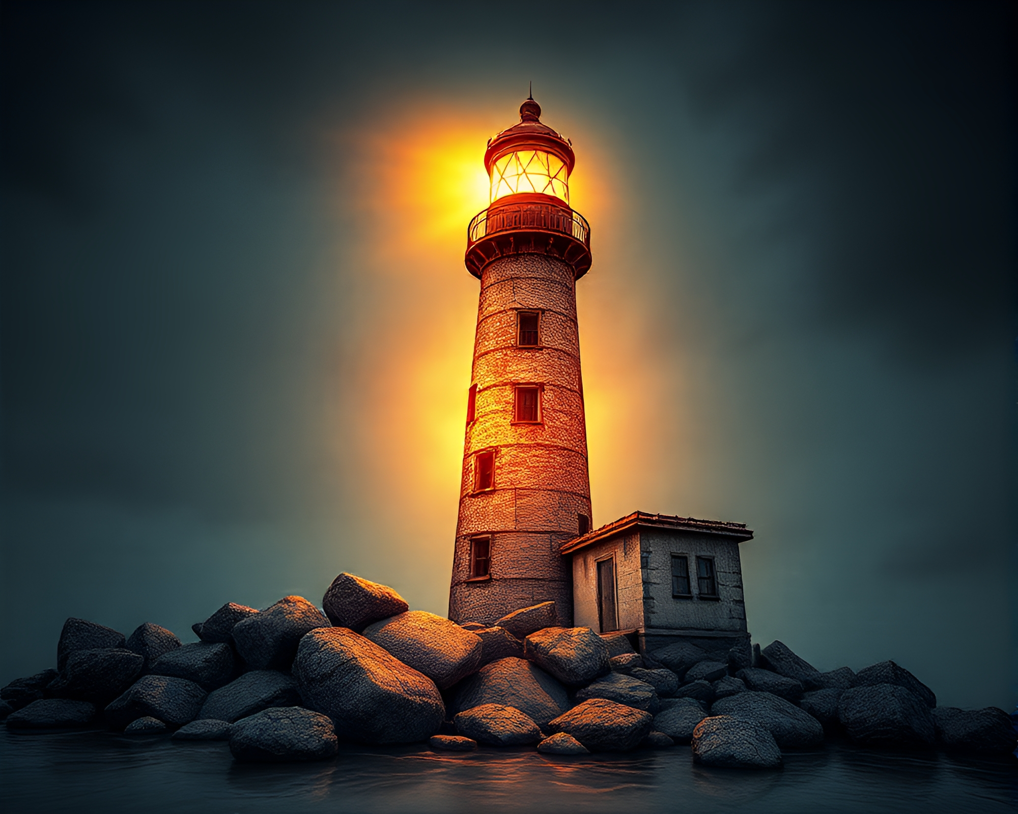 Haunted Lighthouse with Intricate Engravings – free AI stock image