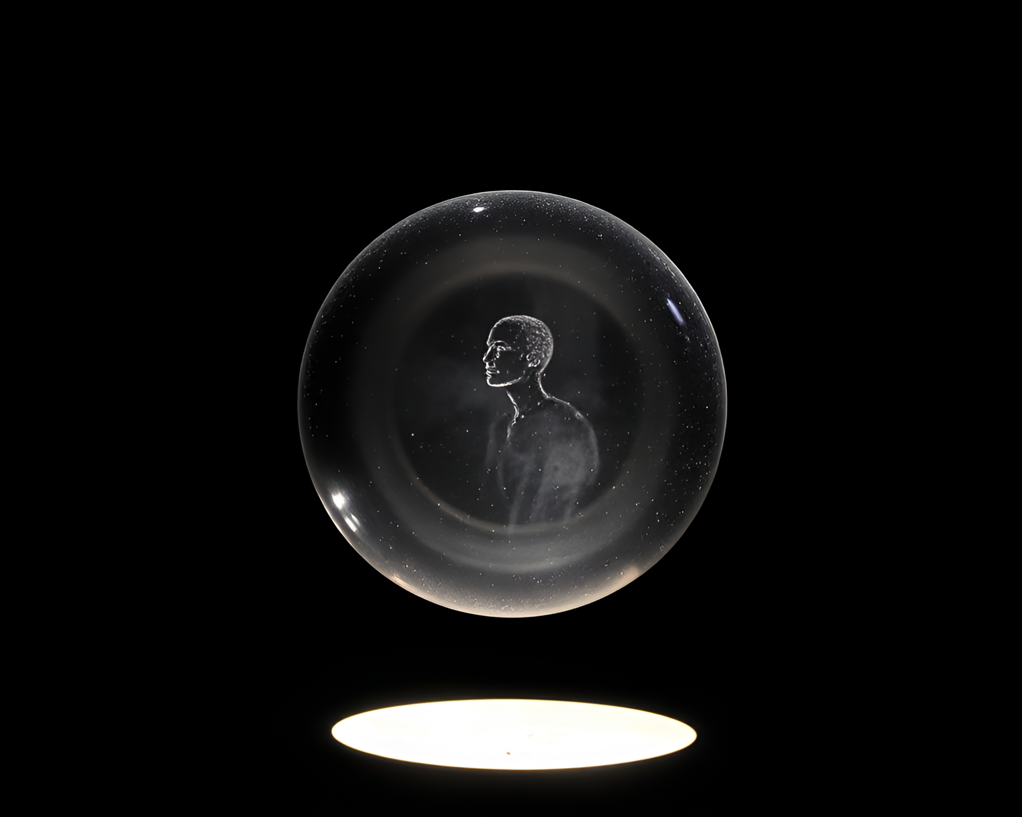 Mystical Glass Orb Illuminated by Theatrical Stencil Lighting – free AI stock image