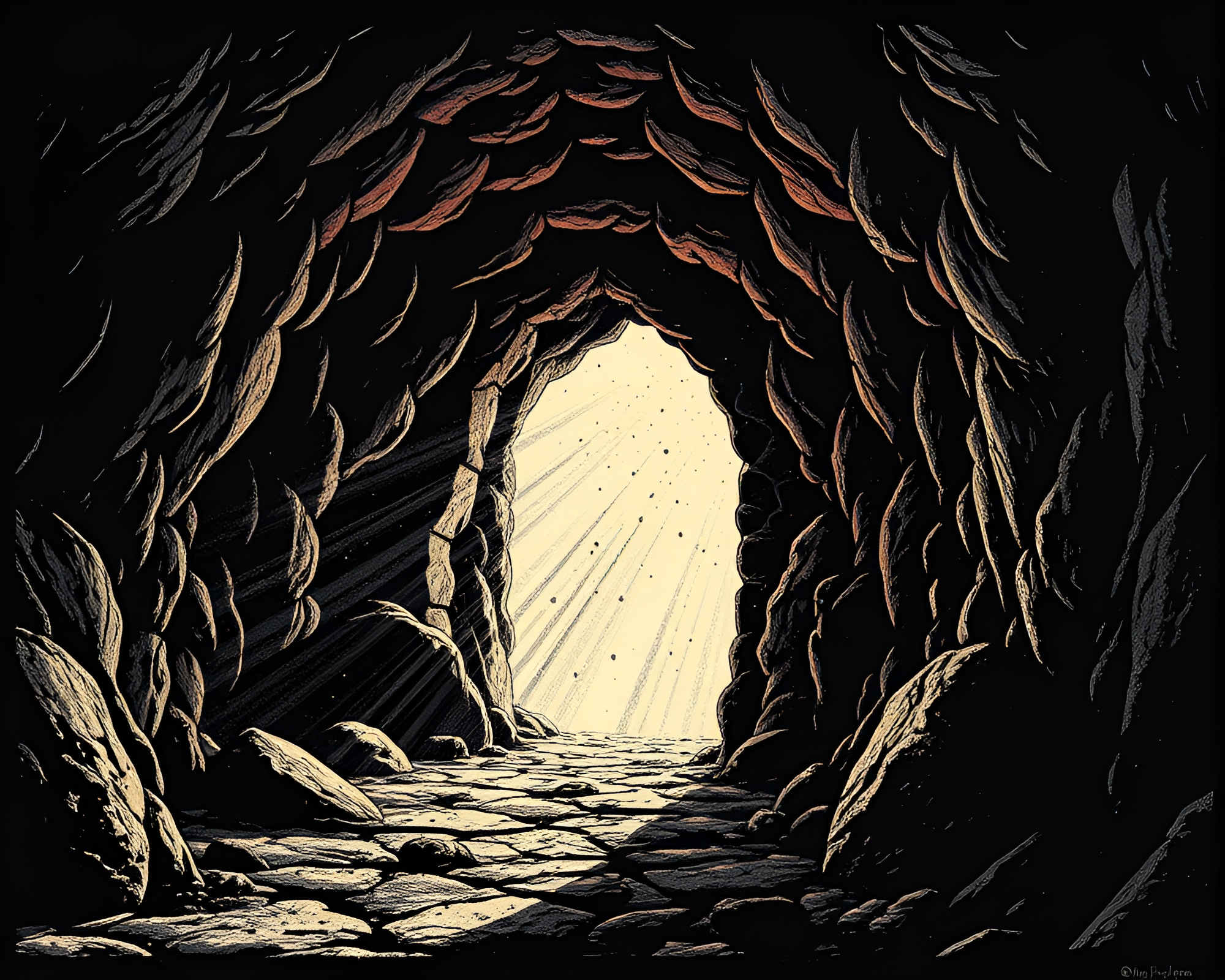 Antimatter Grenade Stained Glass Cave Entrance – free AI stock image