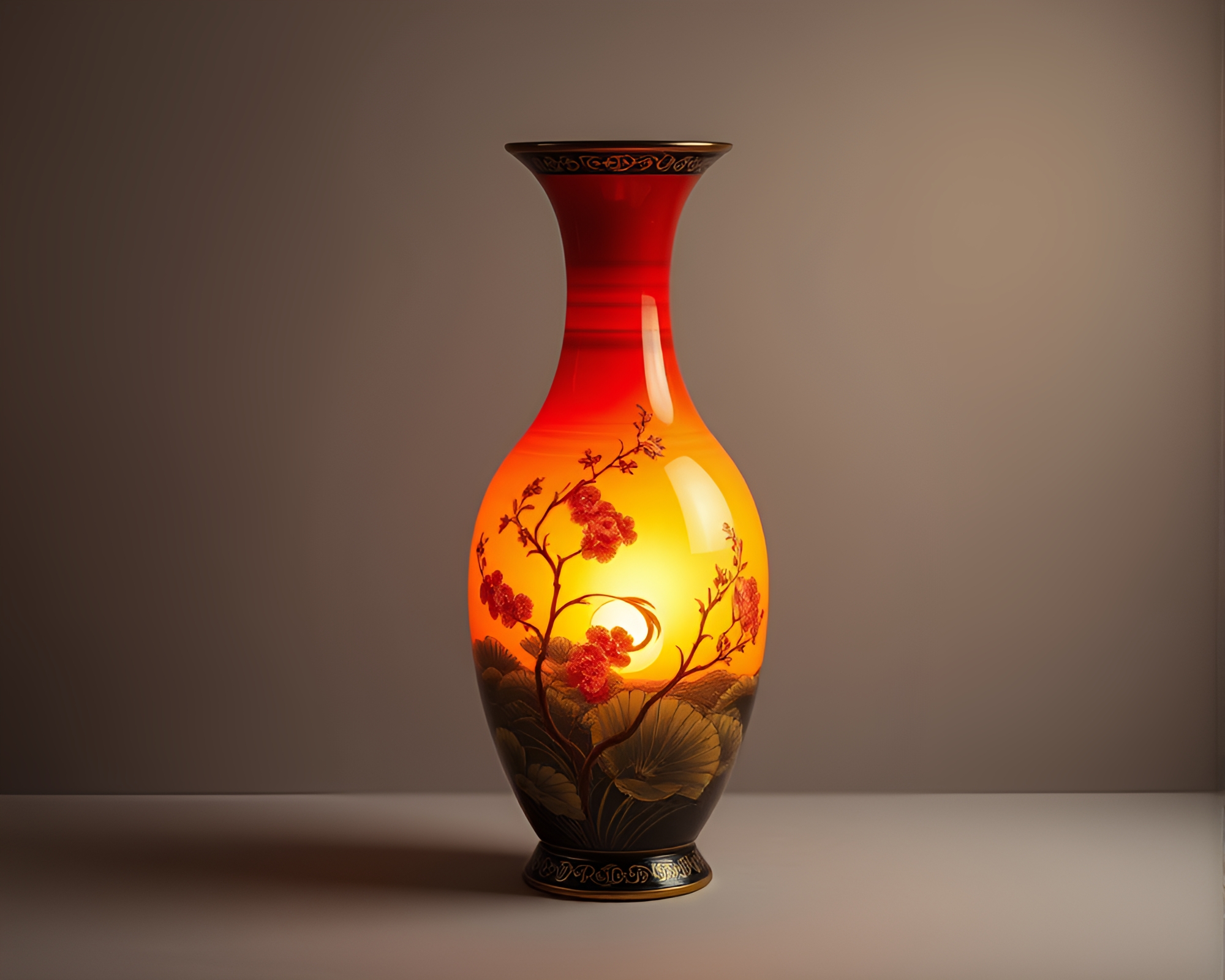 Cloisonné Tattoo Vase in Cool Dawn Light Studio – free AI stock image